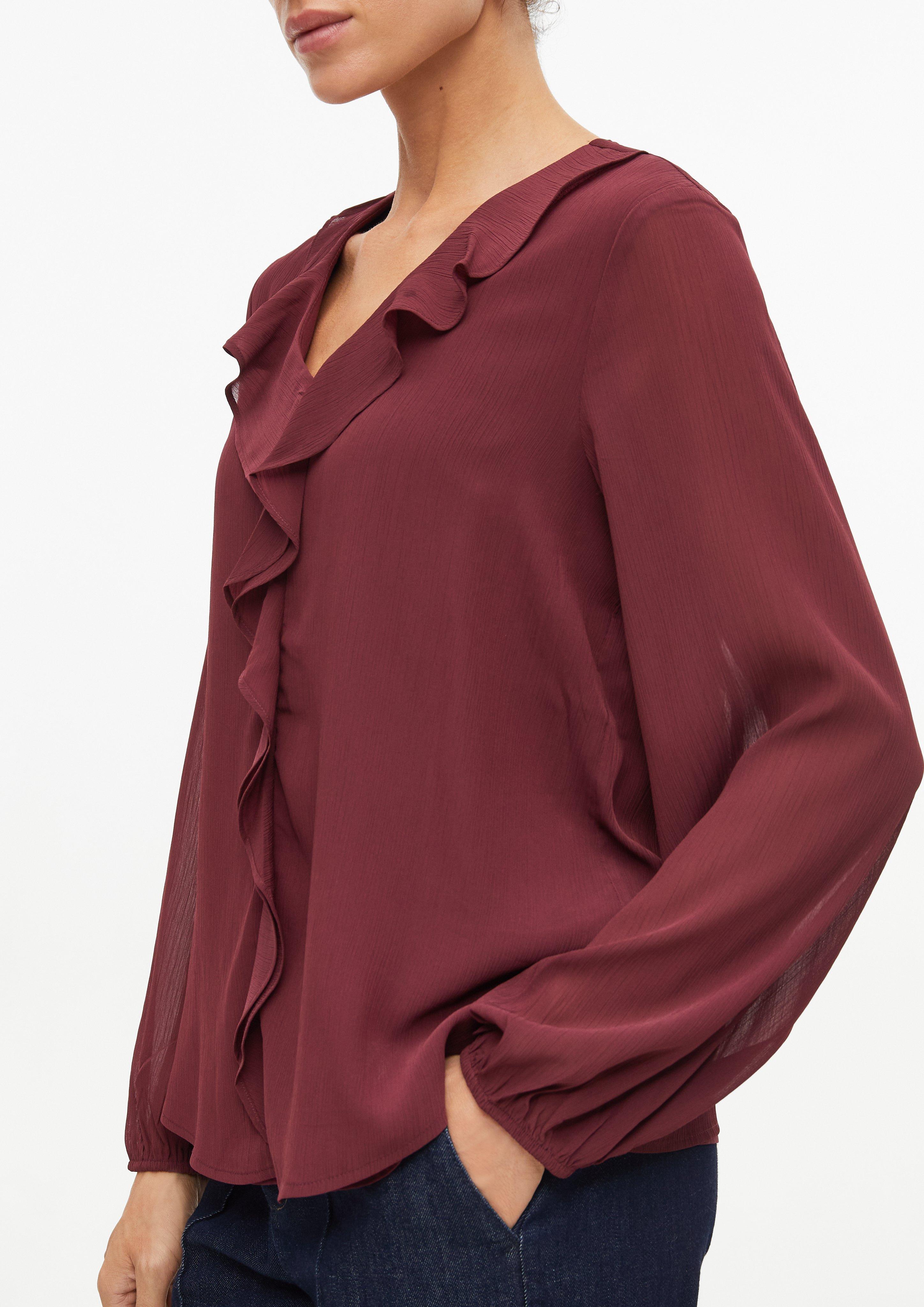 Damen Bluse aus Crinkle-Chiffon mit Volants in rot von s.Oliver BLACK LABEL