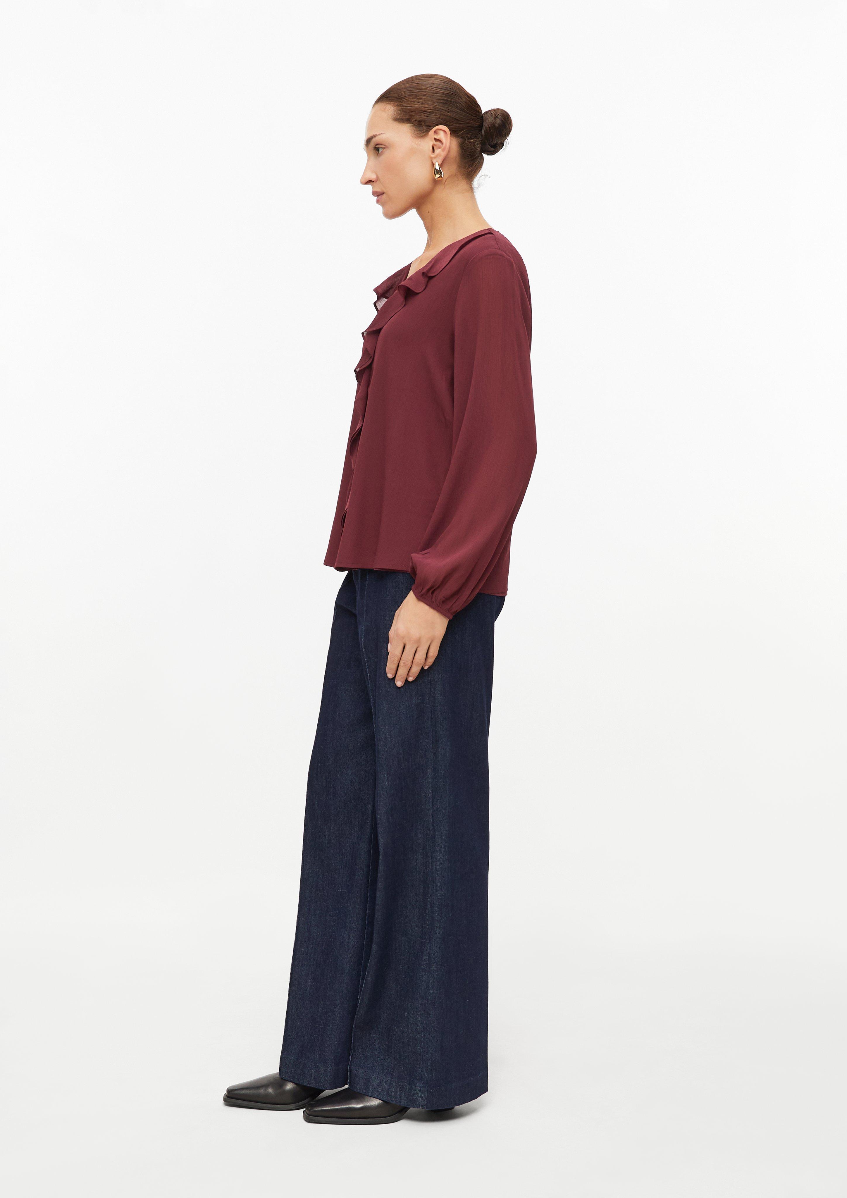 Damen Bluse aus Crinkle-Chiffon mit Volants in rot von s.Oliver BLACK LABEL