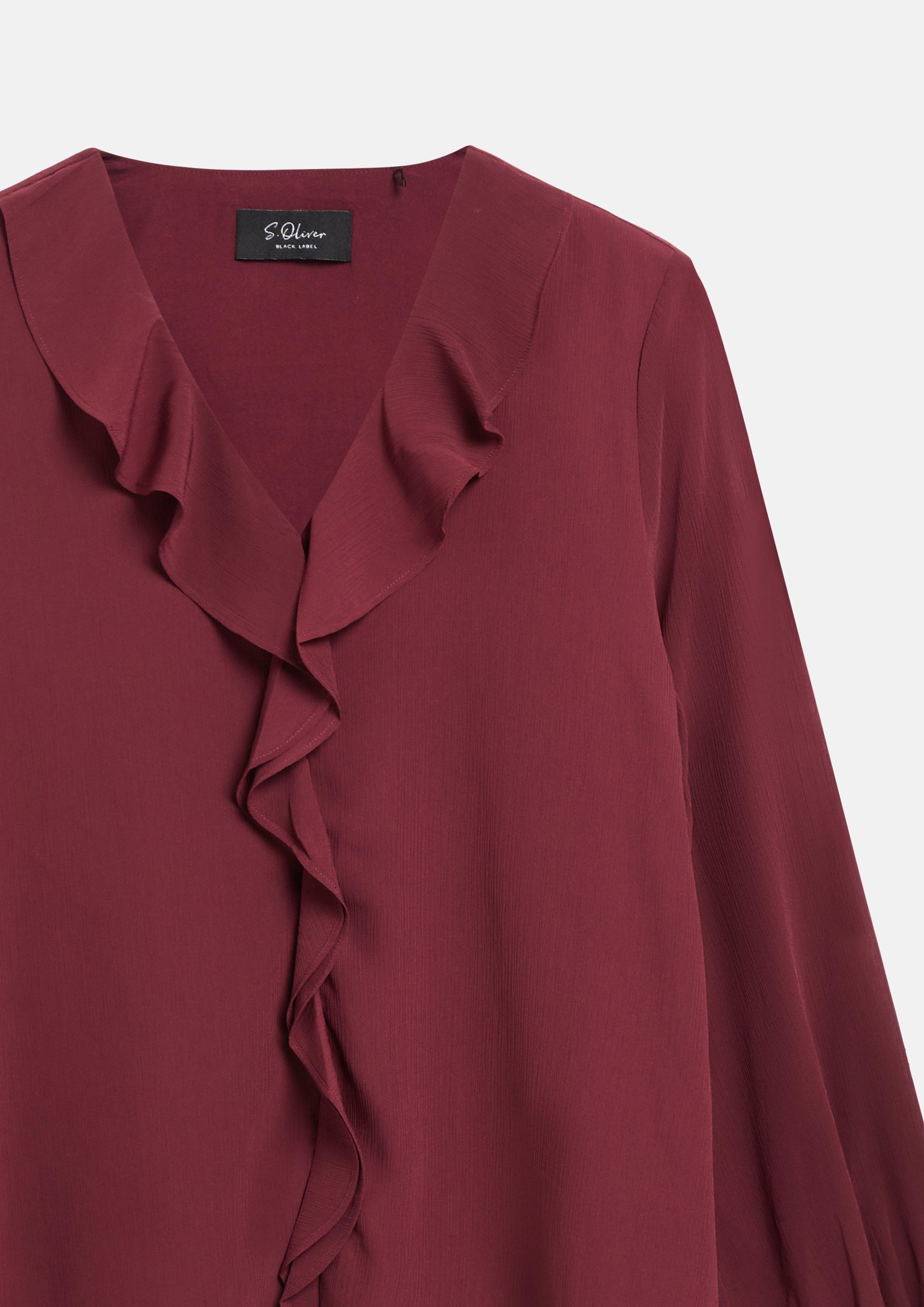 Damen Bluse aus Crinkle-Chiffon mit Volants in rot von s.Oliver BLACK LABEL