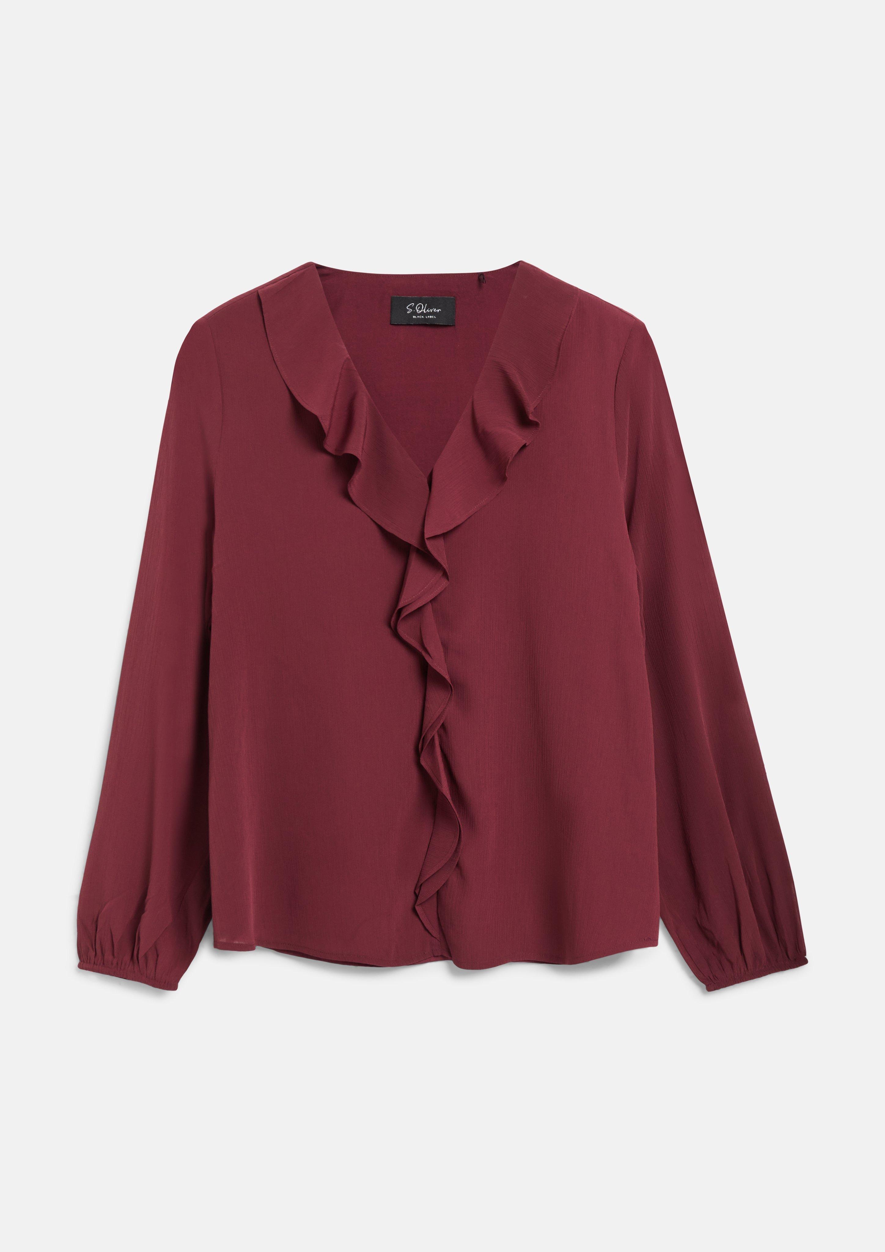 Femmes Chemisier en mousseline froissée à volants en rouge de s.Oliver BLACK LABEL