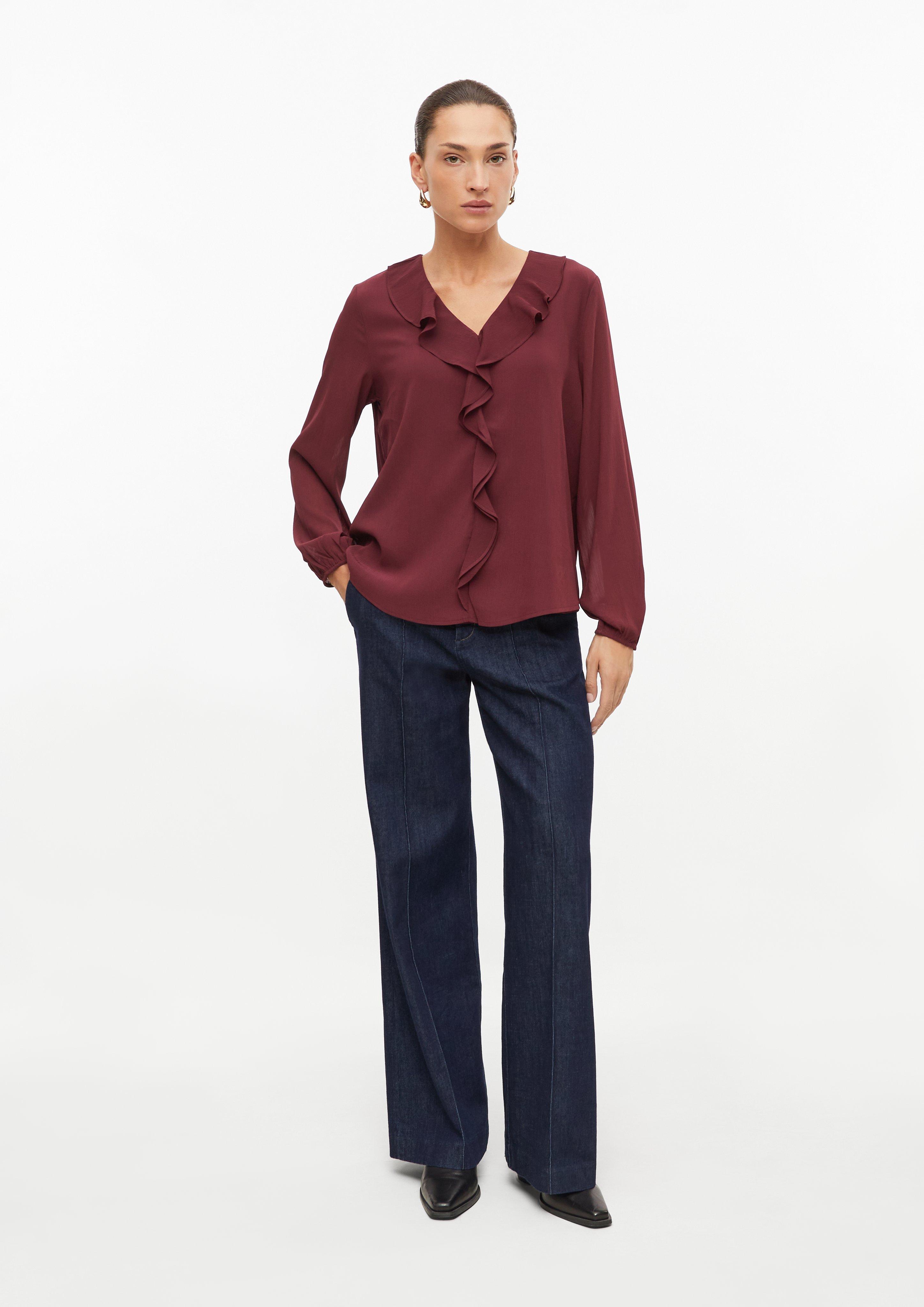 Damen Bluse aus Crinkle-Chiffon mit Volants in rot von s.Oliver BLACK LABEL