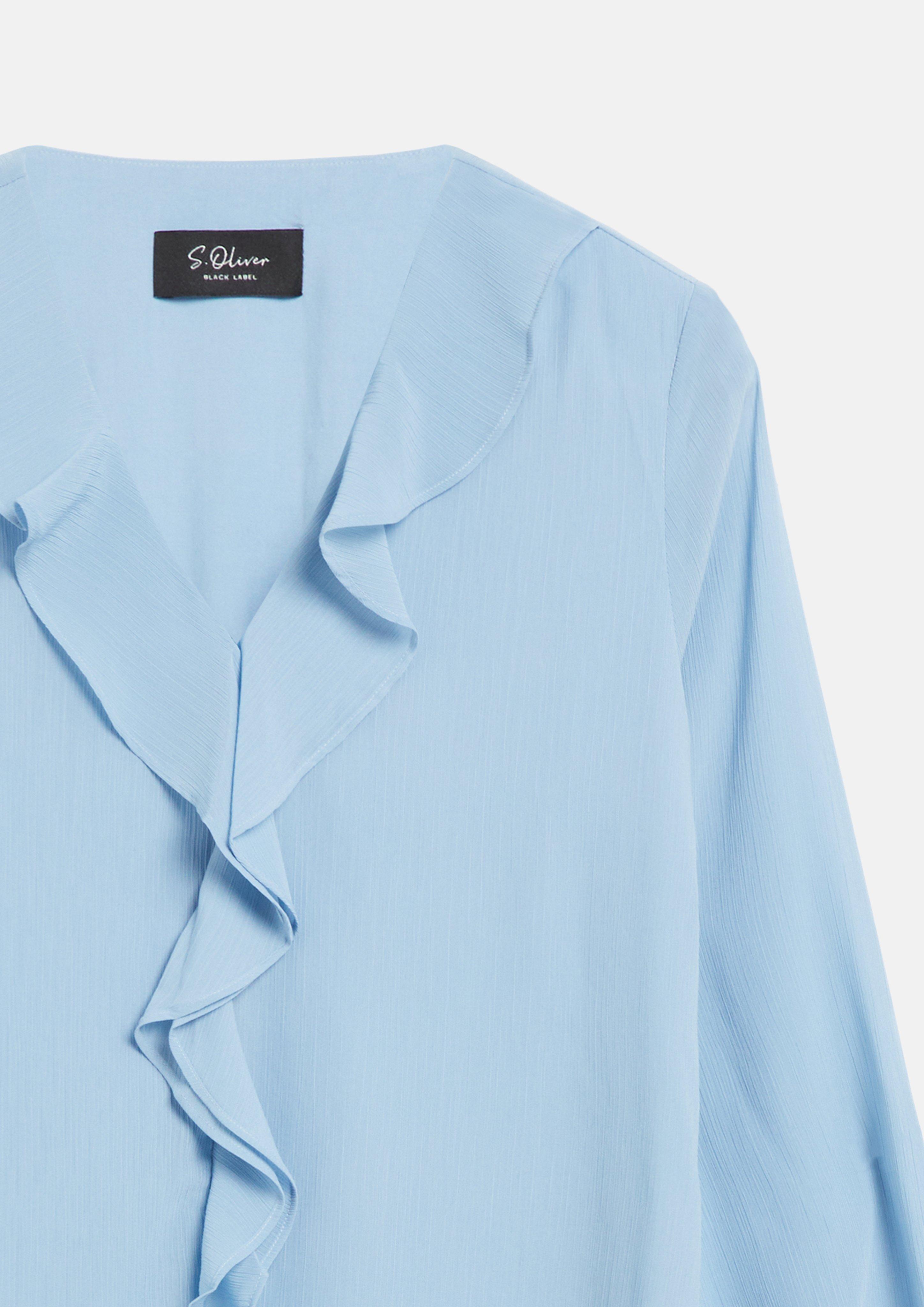 Femmes Chemisier en mousseline froissée à volants en bleu de s.Oliver BLACK LABEL