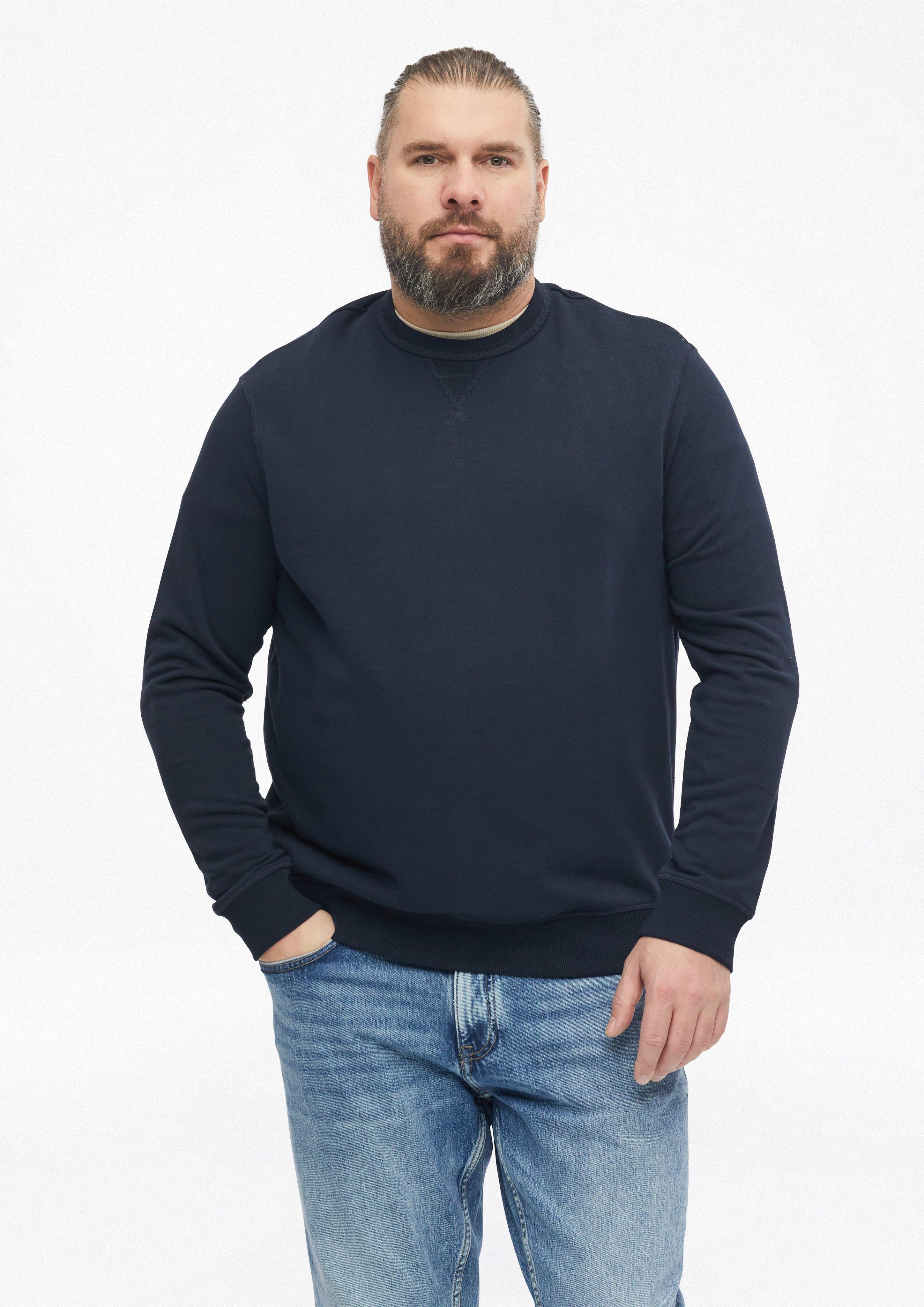 Sweatshirt met driehoekig inzetstuk en geribde boorden in navy van s.Oliver Men Big Sizes
