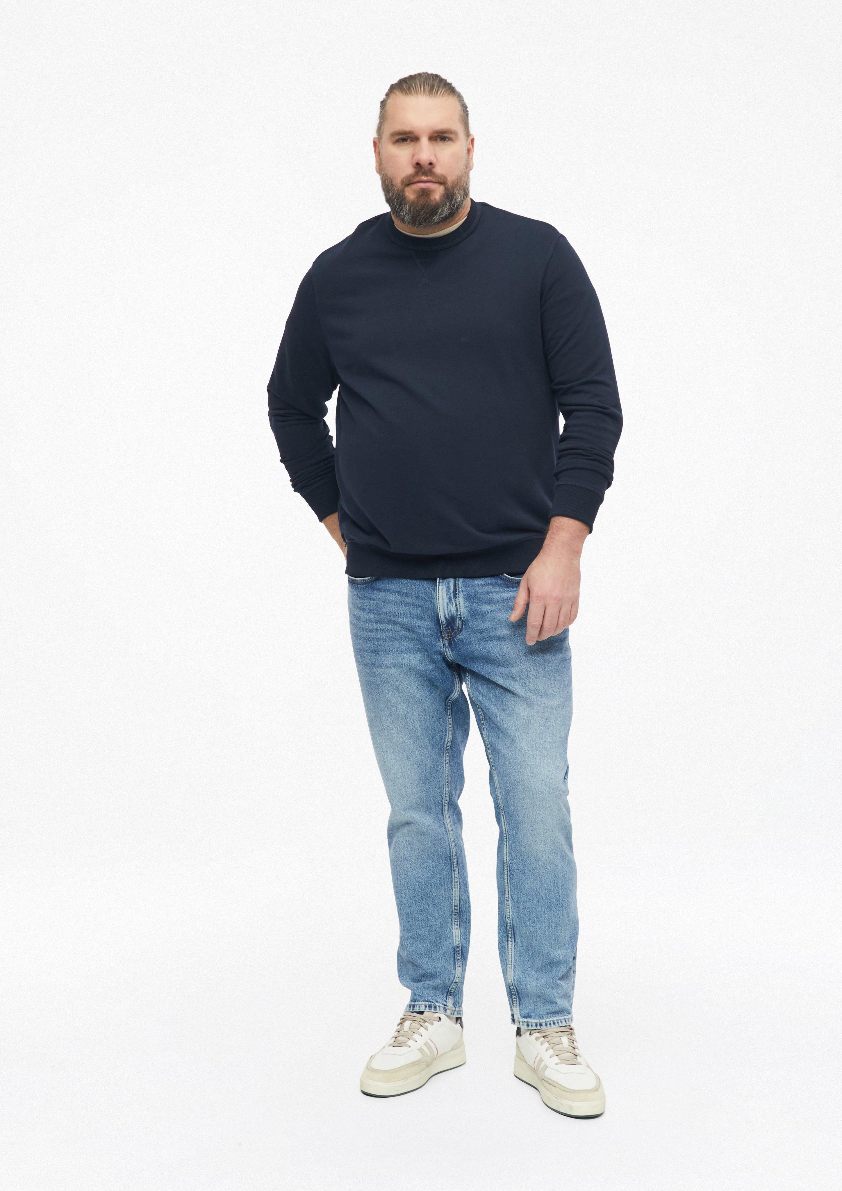 Herren Sweatshirt mit Triangle-Einsatz und Rippbündchen in blau von s.Oliver Men Big Sizes
