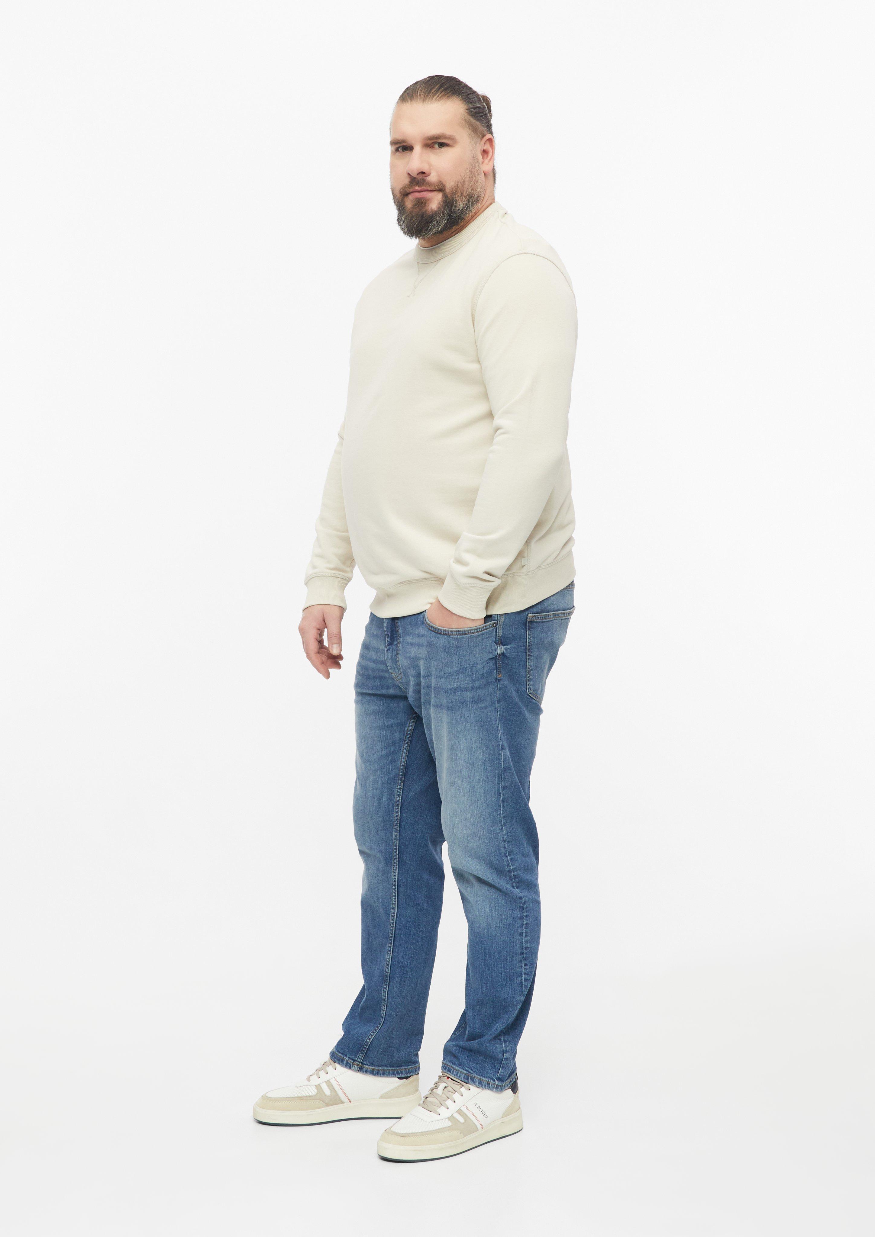 Herren Sweatshirt mit Triangle-Einsatz und Rippbündchen in beige von s.Oliver Men Big Sizes