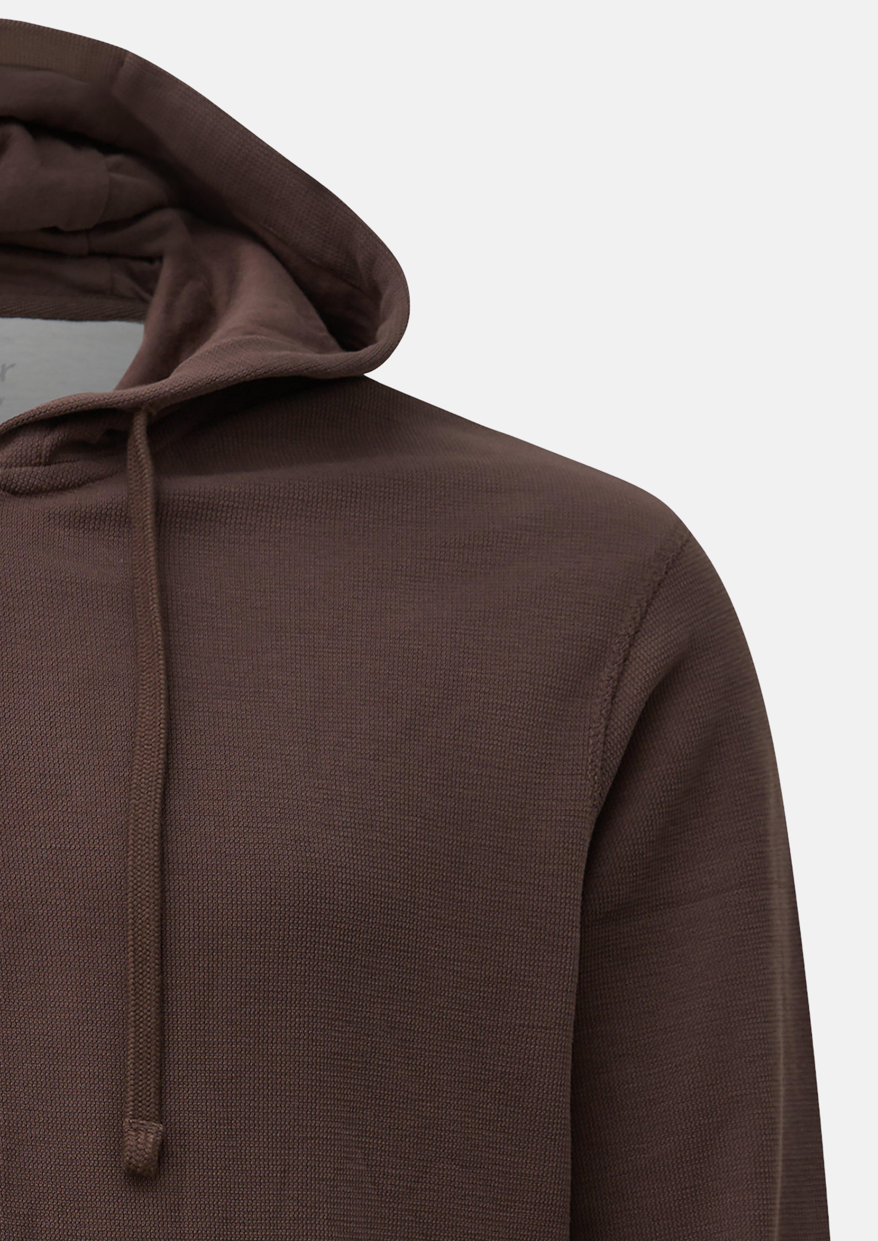 Men Hooded Sweatshirt Jacket in Waffle Pique in brown by s.Oliver Men Big Sizes