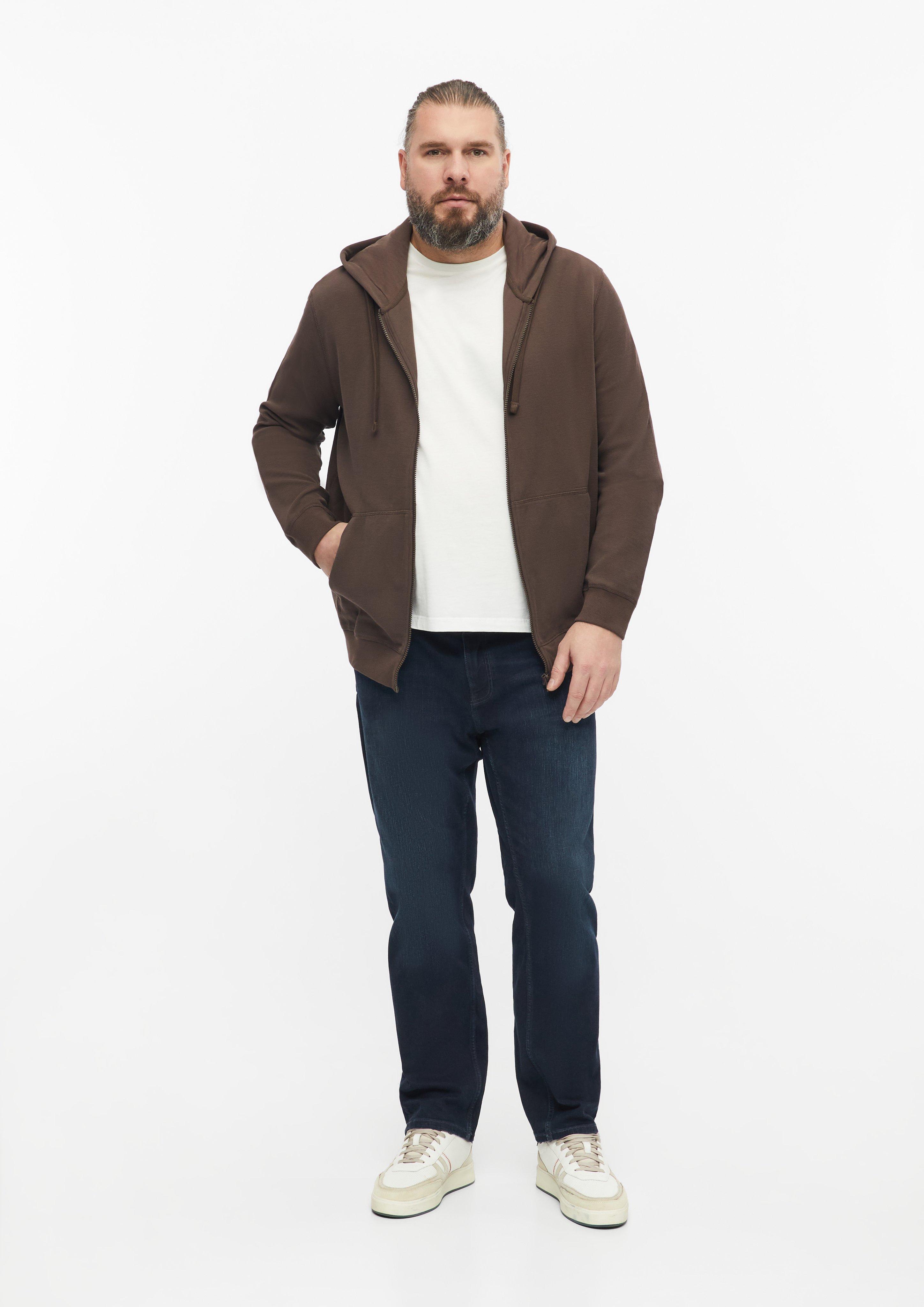 Men Hooded Sweatshirt Jacket in Waffle Pique in brown by s.Oliver Men Big Sizes