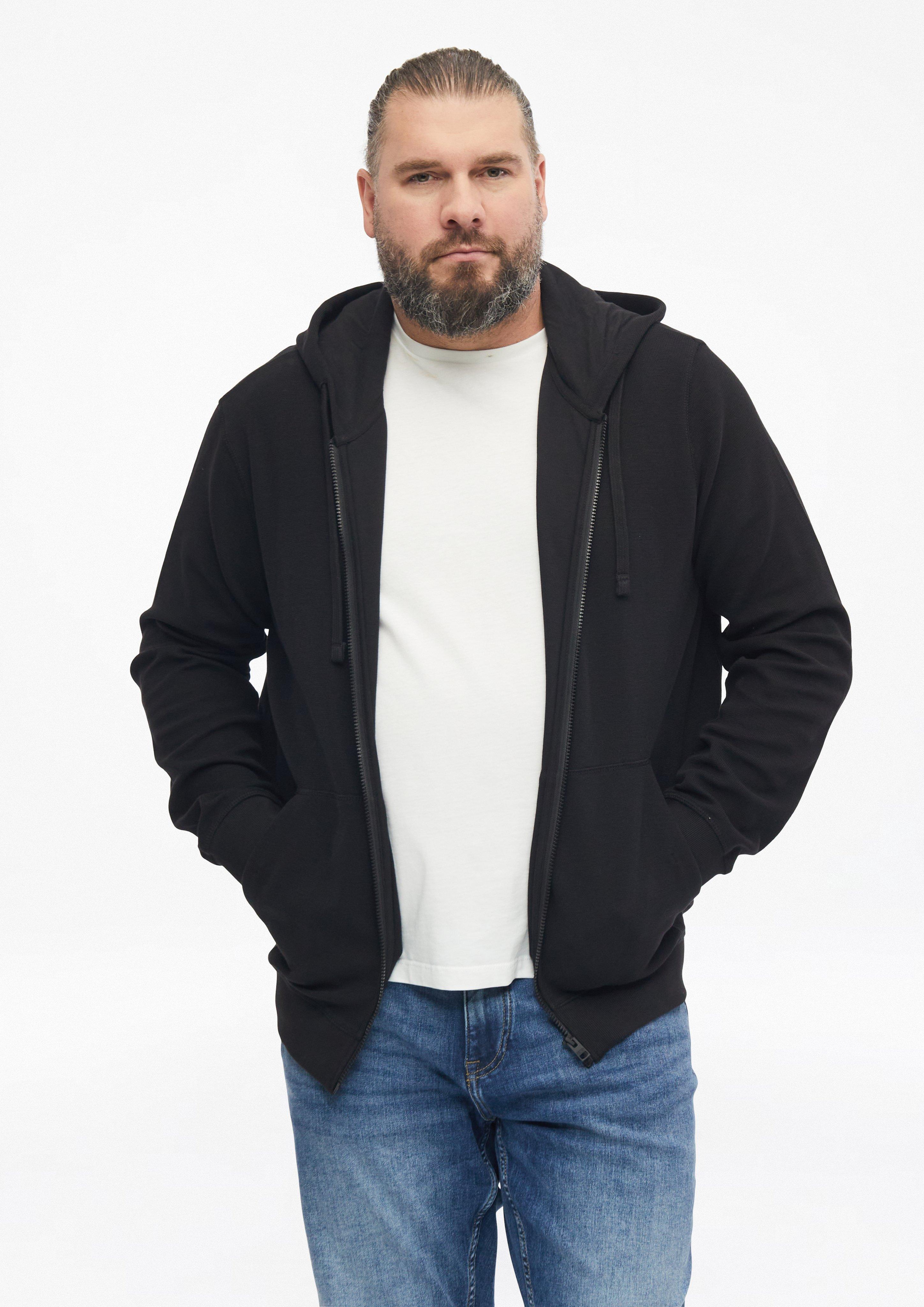 Športna jopa s kapuco iz vafljastega pikéja v barvi črna od s.Oliver Men Big Sizes