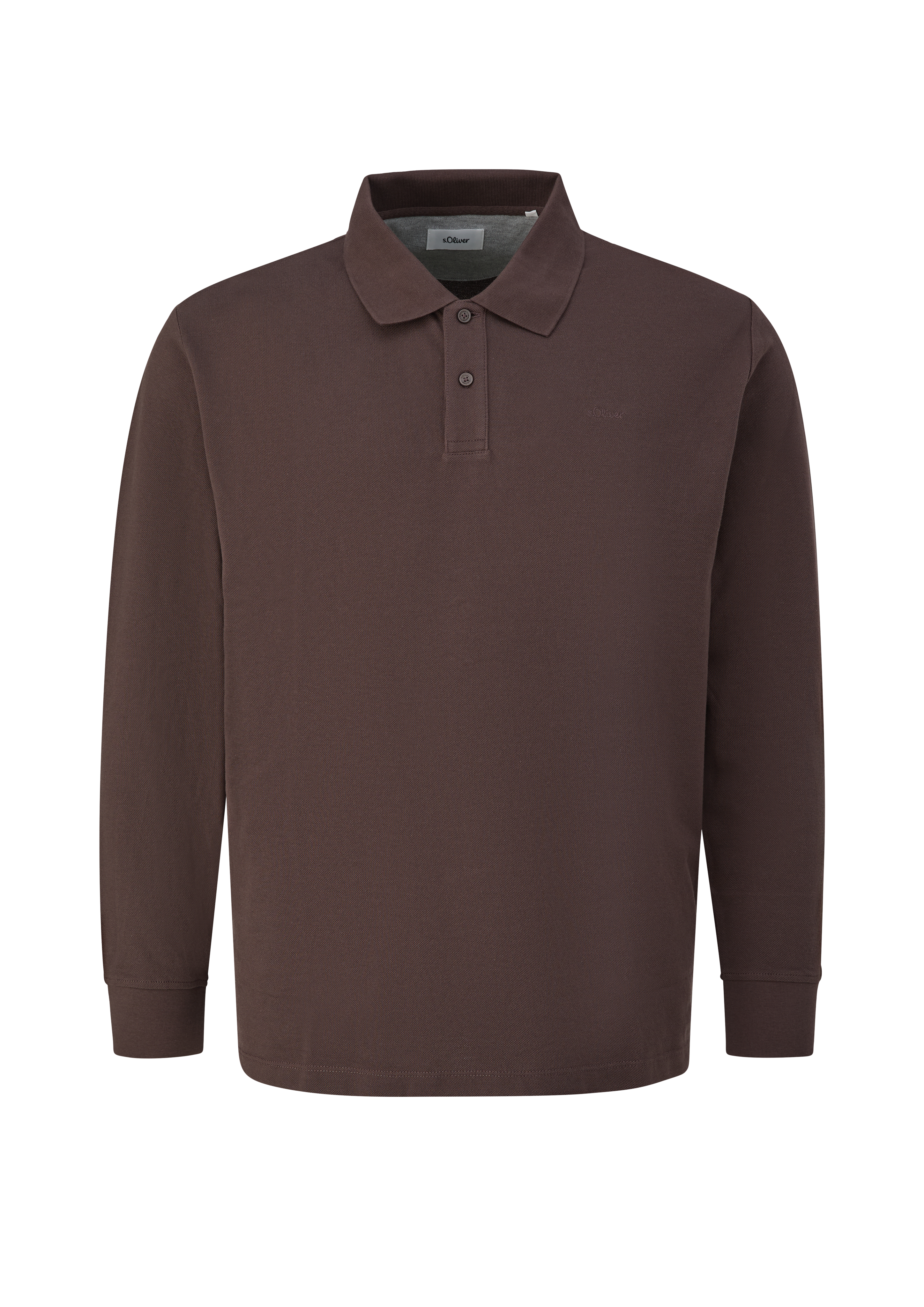 Polo shirt met lange mouwen van katoenpiqué