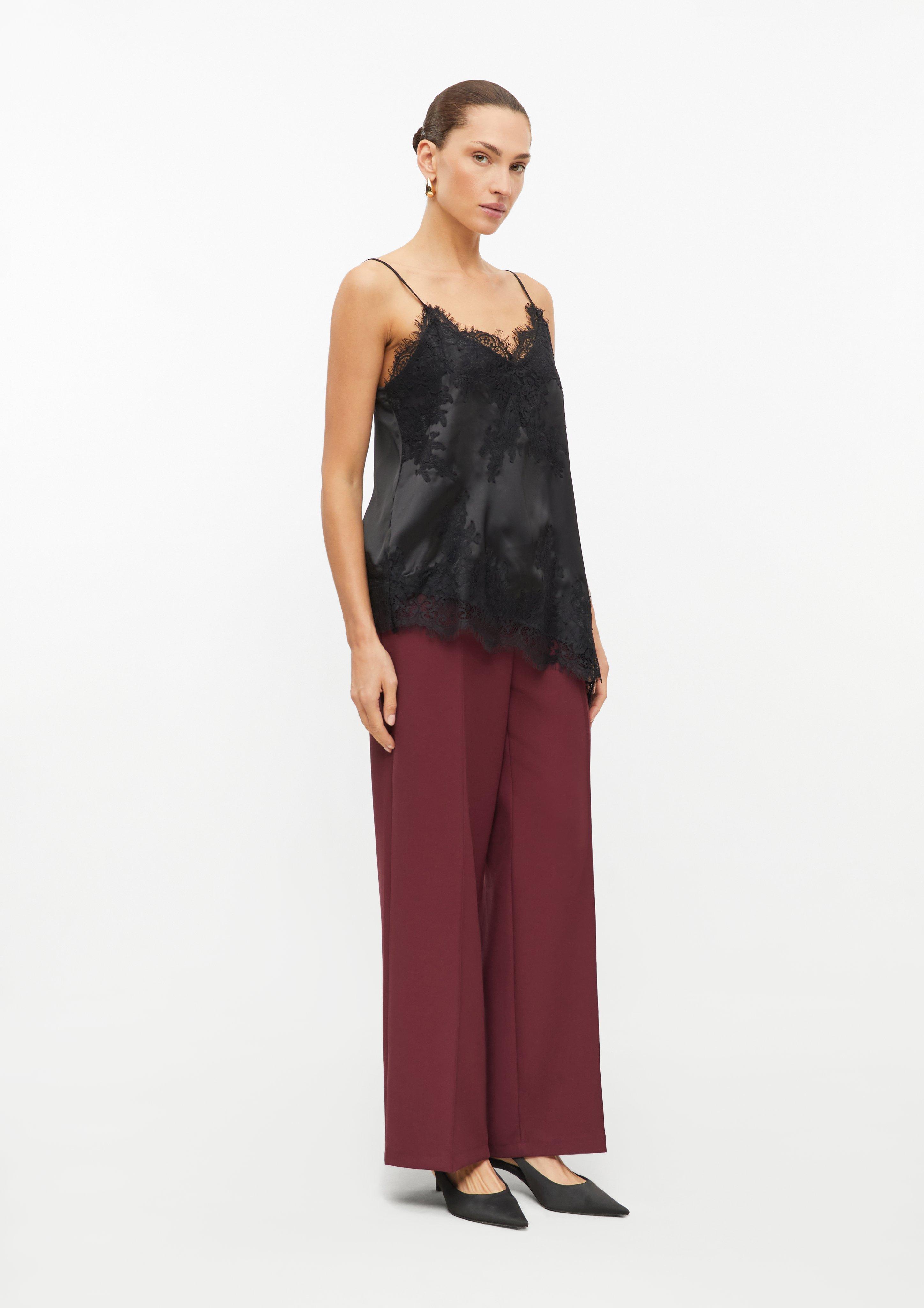 Damen Wide-Leg-Hose mit Biesen und Elastikbund in rot von s.Oliver BLACK LABEL
