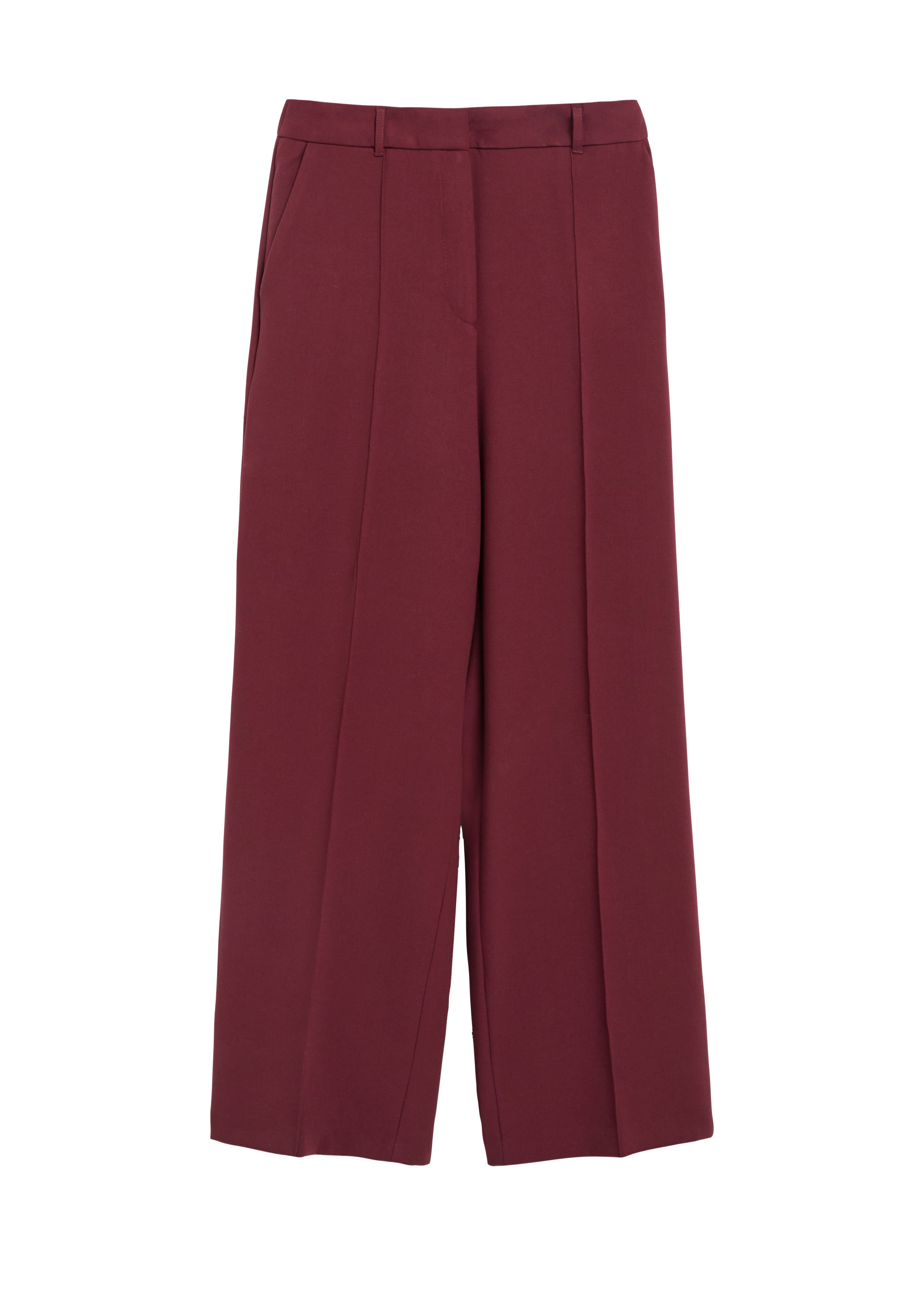 Broek met wijde pijpen, plooien en elastische tailleband