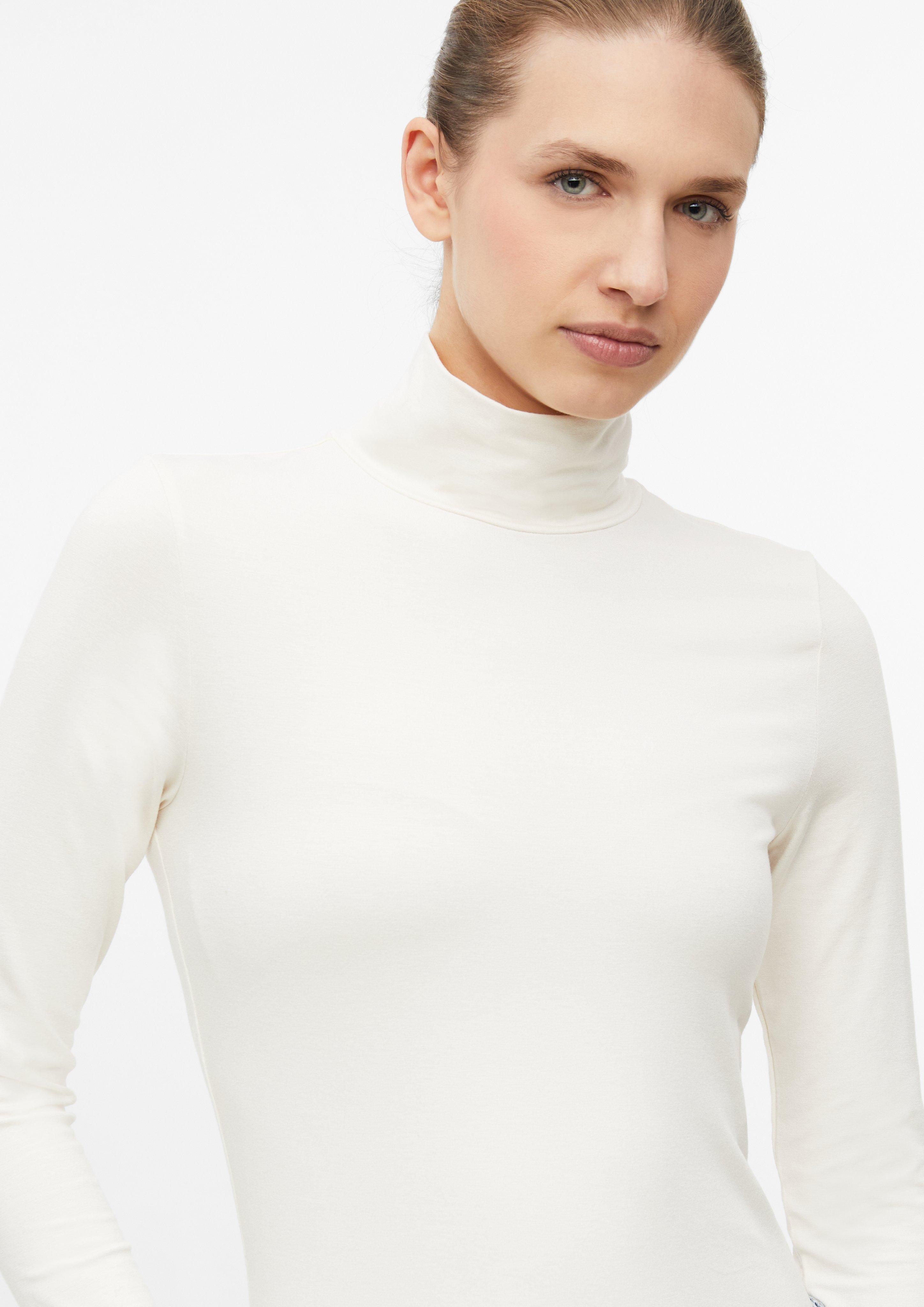 Women Flowy T-shirt with a stand-up collar in cream by s.Oliver
