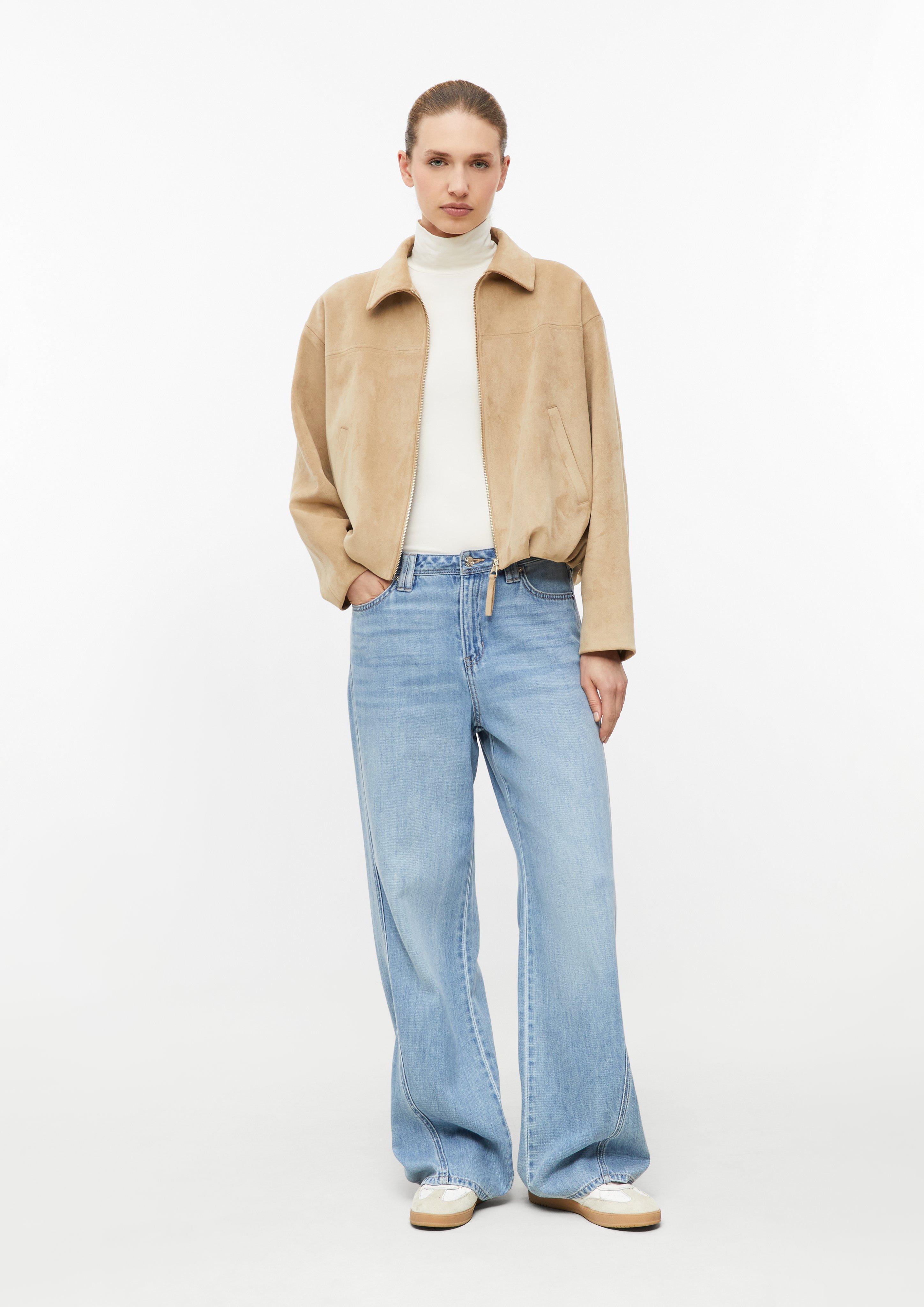 Women Flowy T-shirt with a stand-up collar in cream by s.Oliver