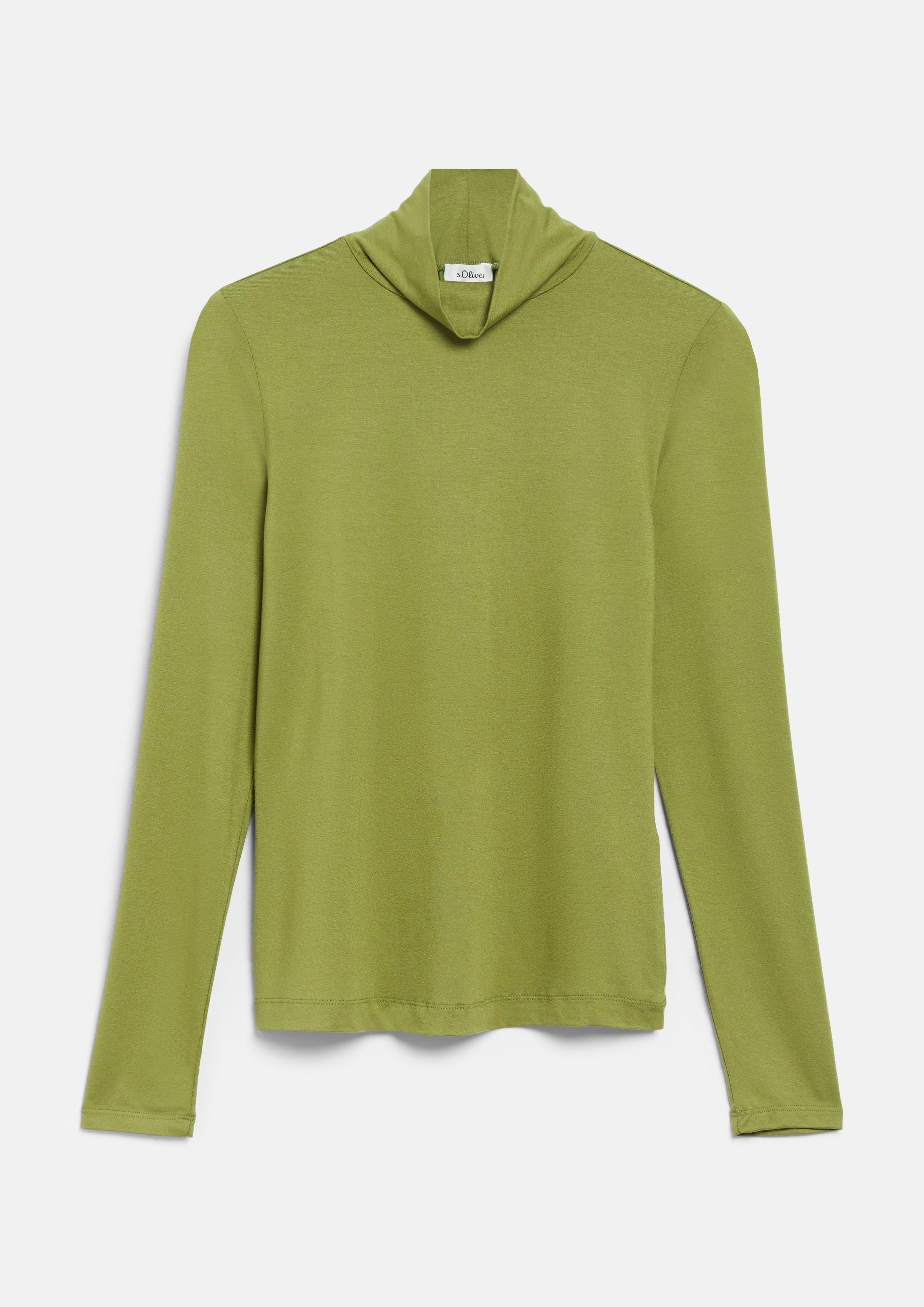 Damen Fließendes T-Shirt mit Stehkragen in grün von s.Oliver