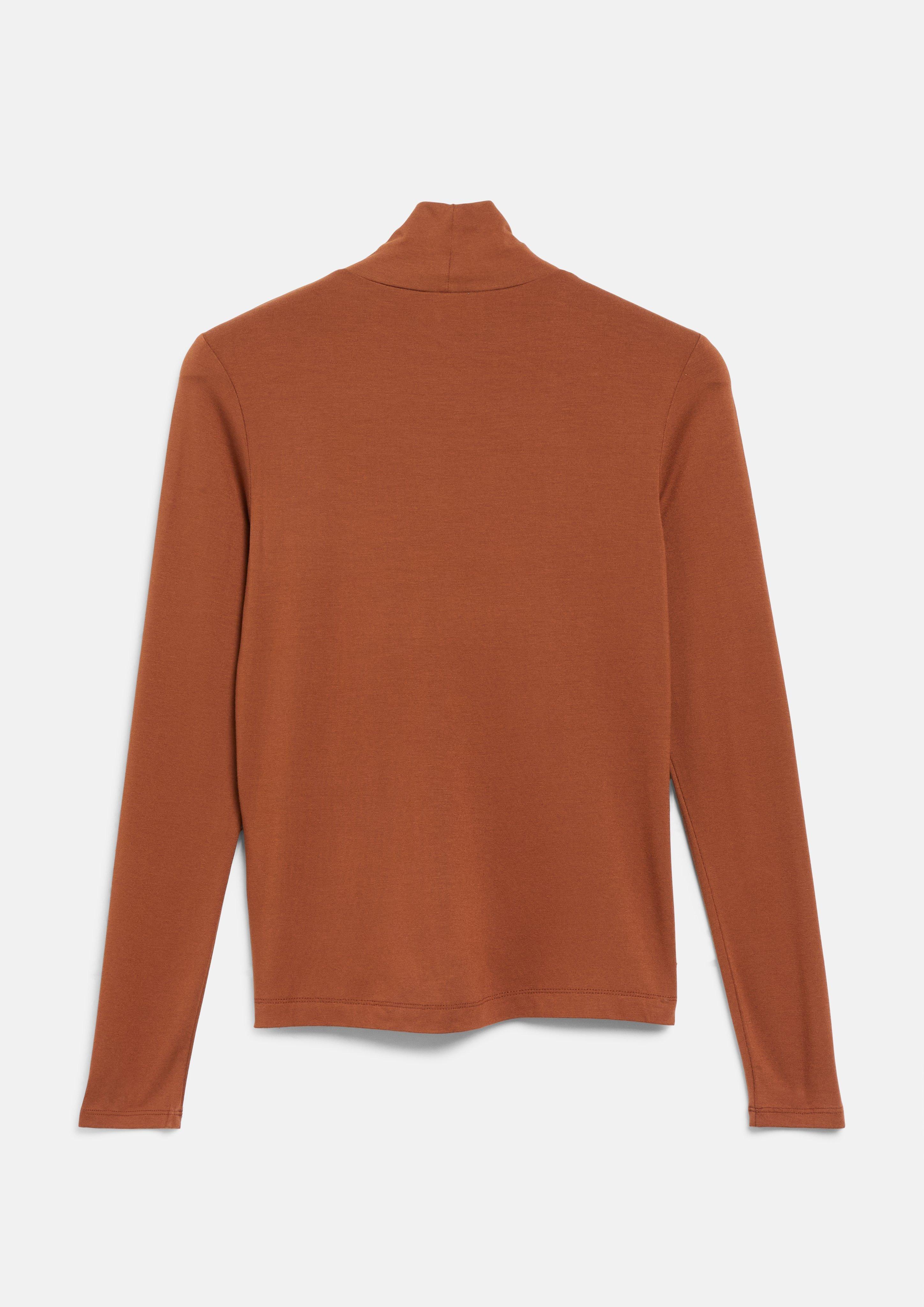 Damen Fließendes T-Shirt mit Stehkragen in orange von s.Oliver
