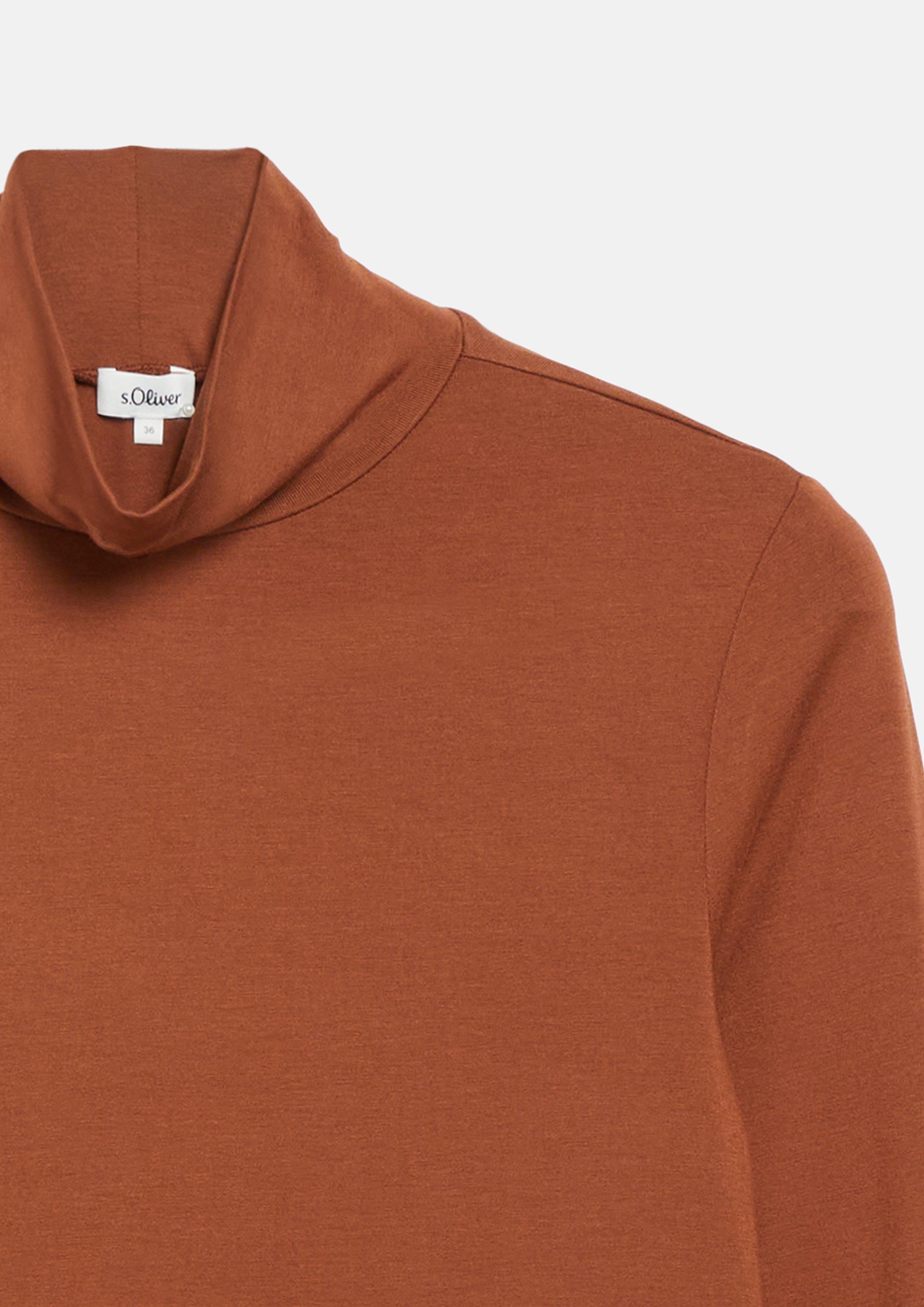 Women Flowy T-shirt with a stand-up collar in orange by s.Oliver