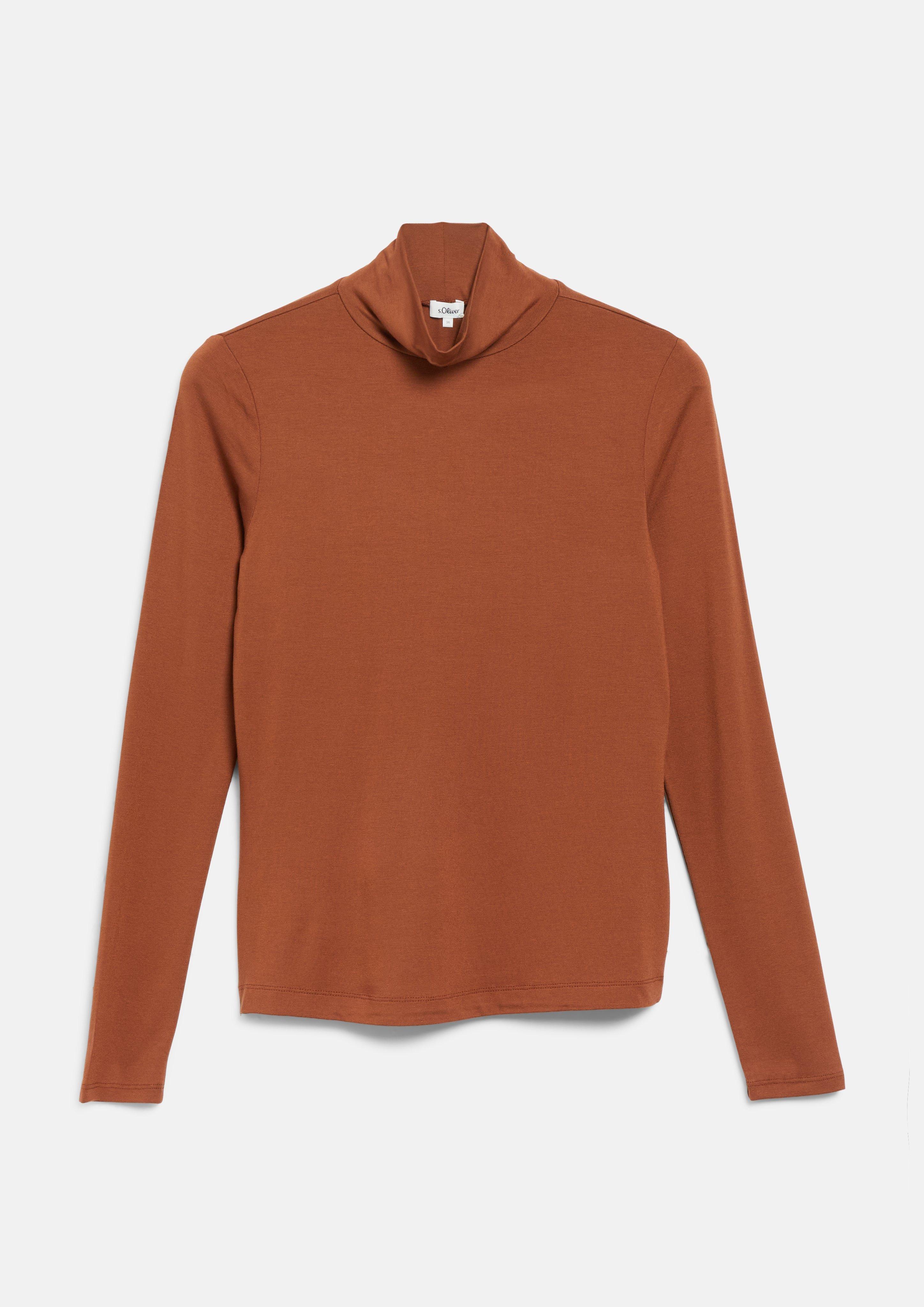 Damen Fließendes T-Shirt mit Stehkragen in orange von s.Oliver