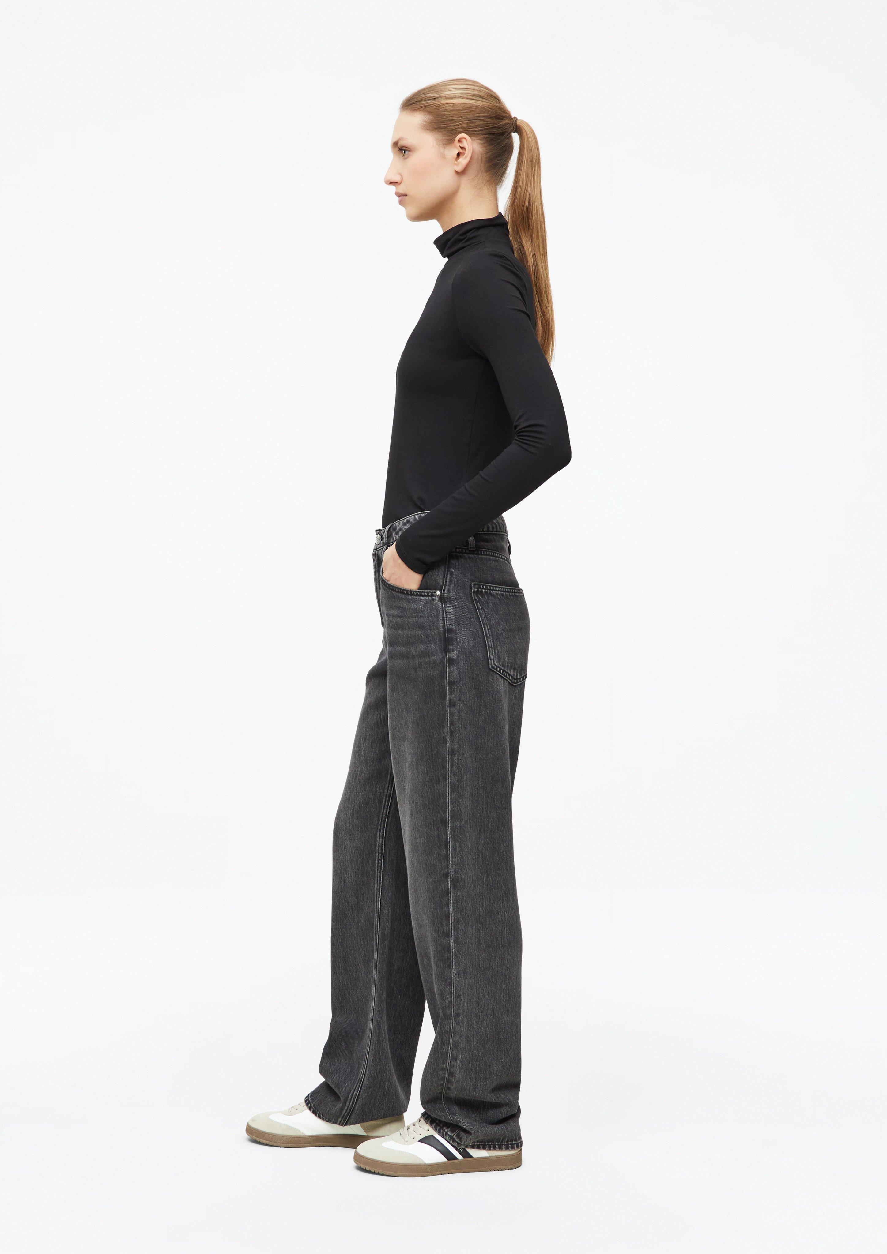 Women Flowy T-shirt with a stand-up collar in black by s.Oliver