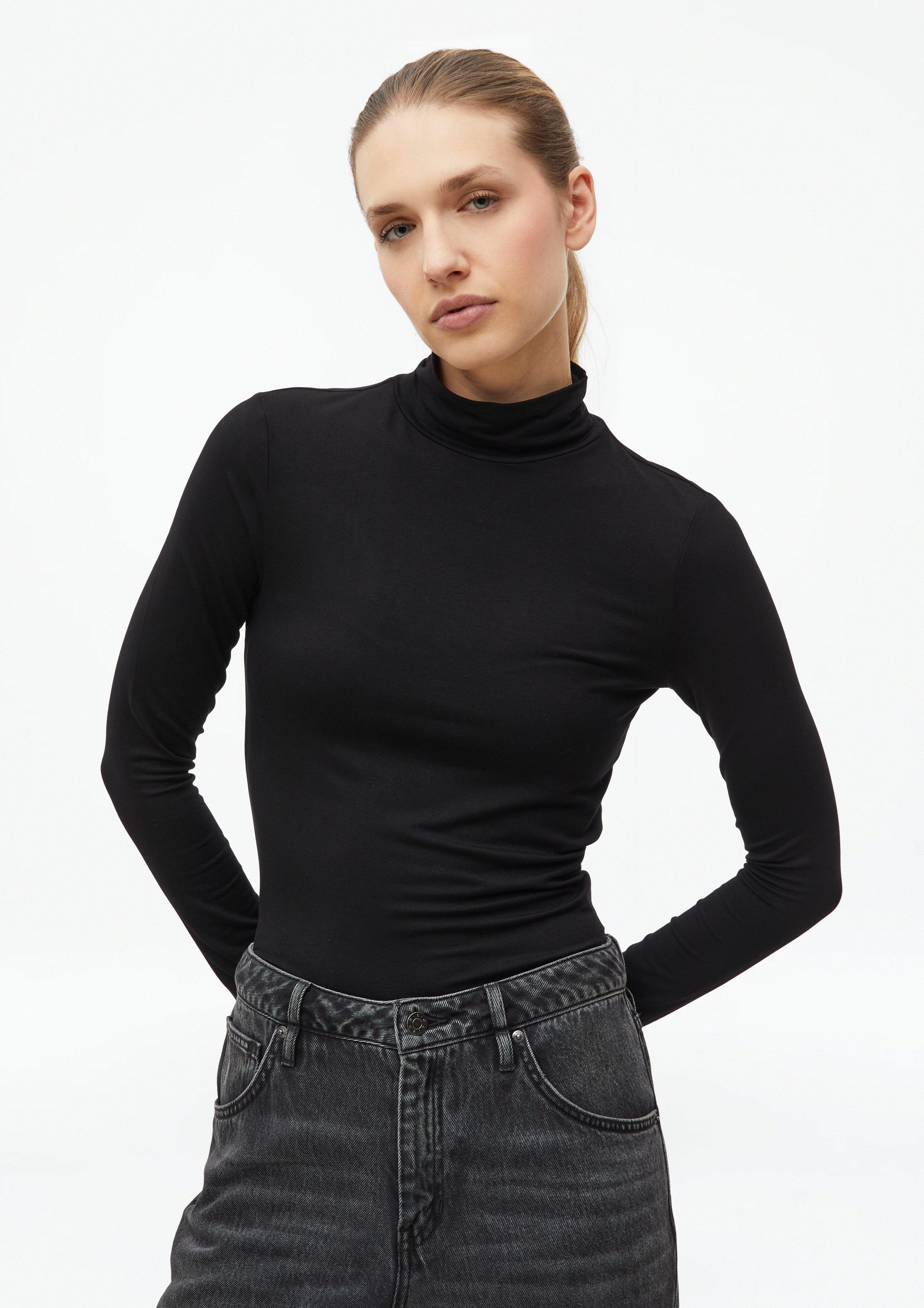 Fließendes T-Shirt mit Stehkragen in Farbe schwarz von s.Oliver