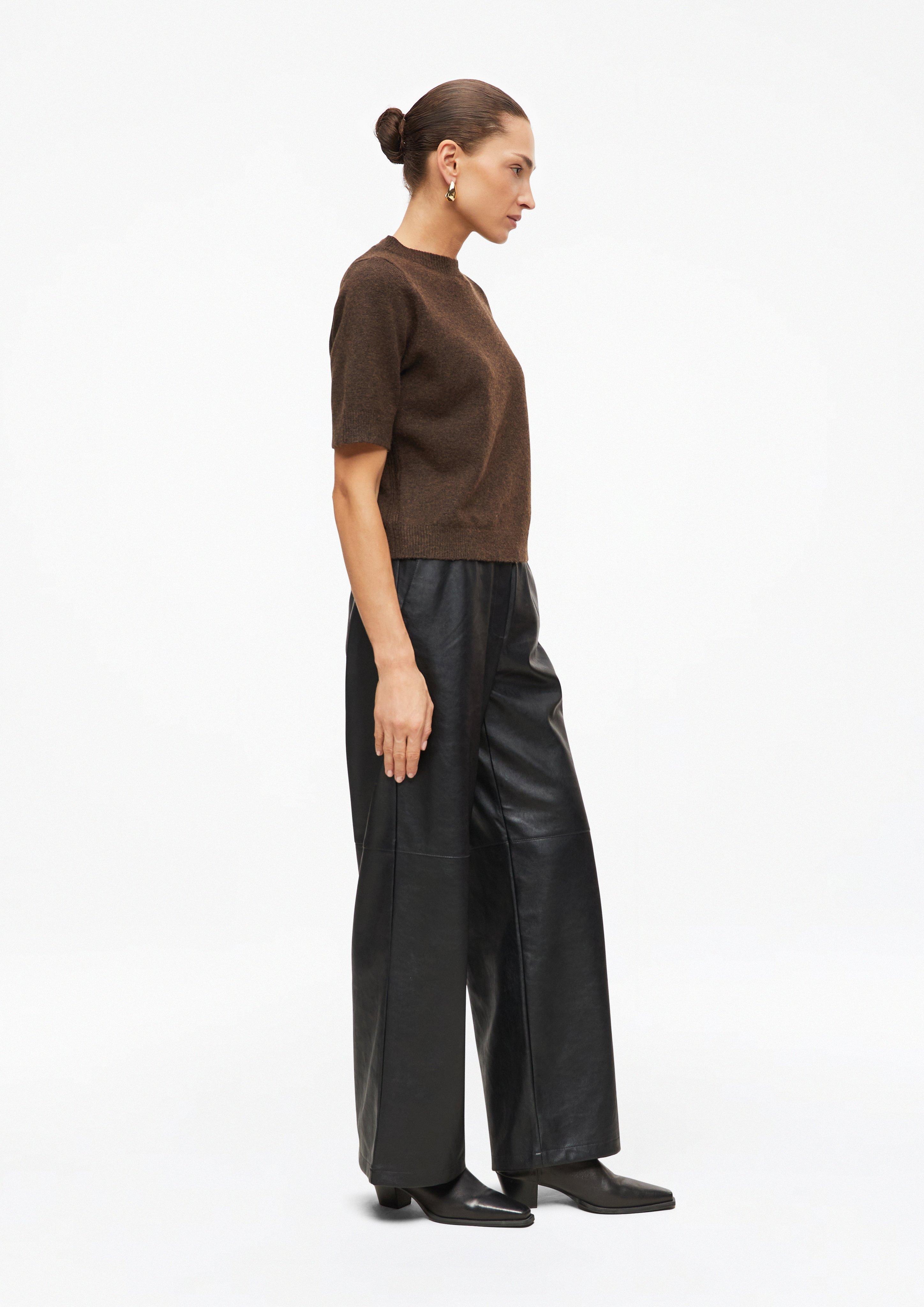 Dames Broek in leerlook met elastische tailleband in zwart van s.Oliver BLACK LABEL
