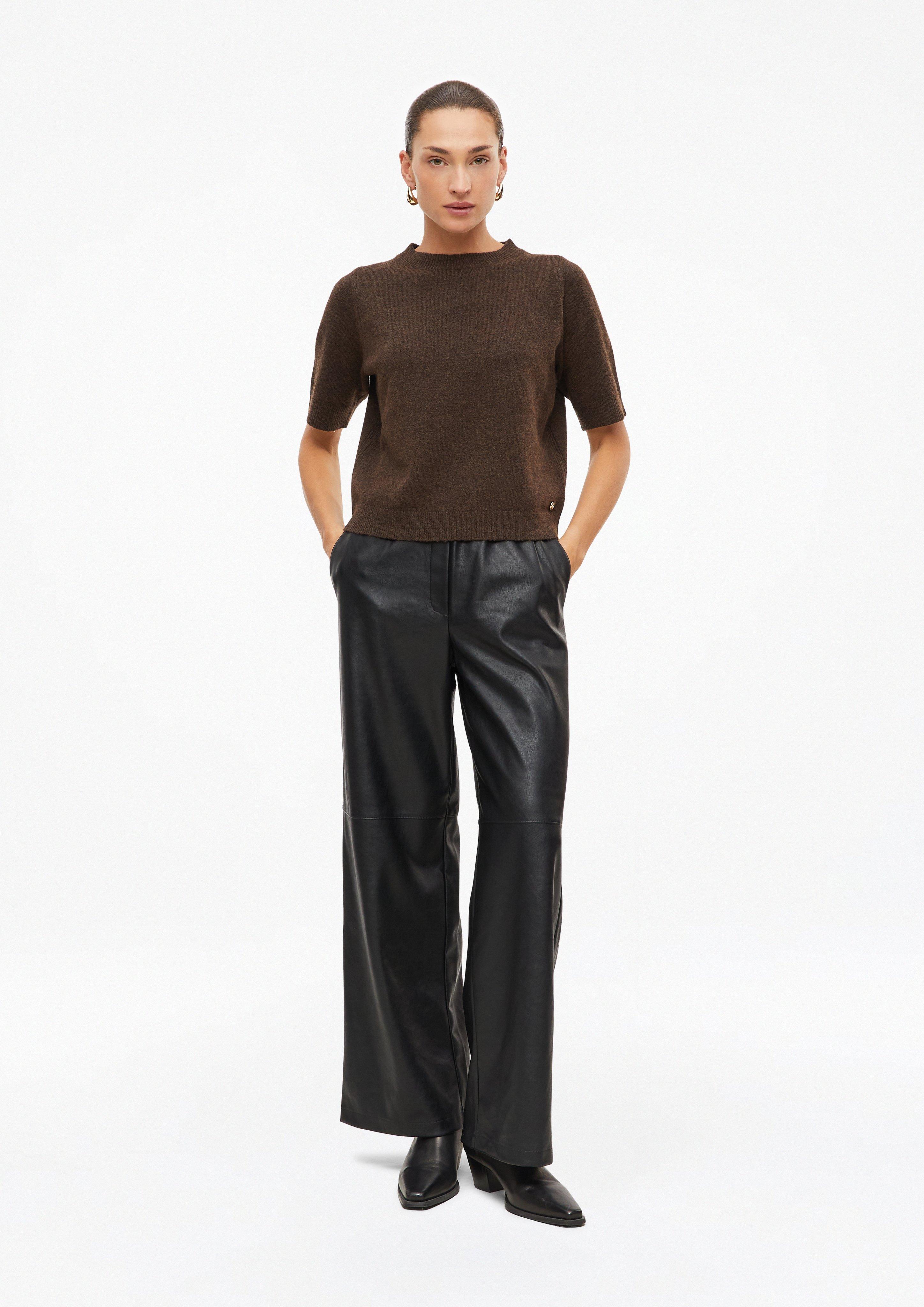 Dames Broek in leerlook met elastische tailleband in zwart van s.Oliver BLACK LABEL