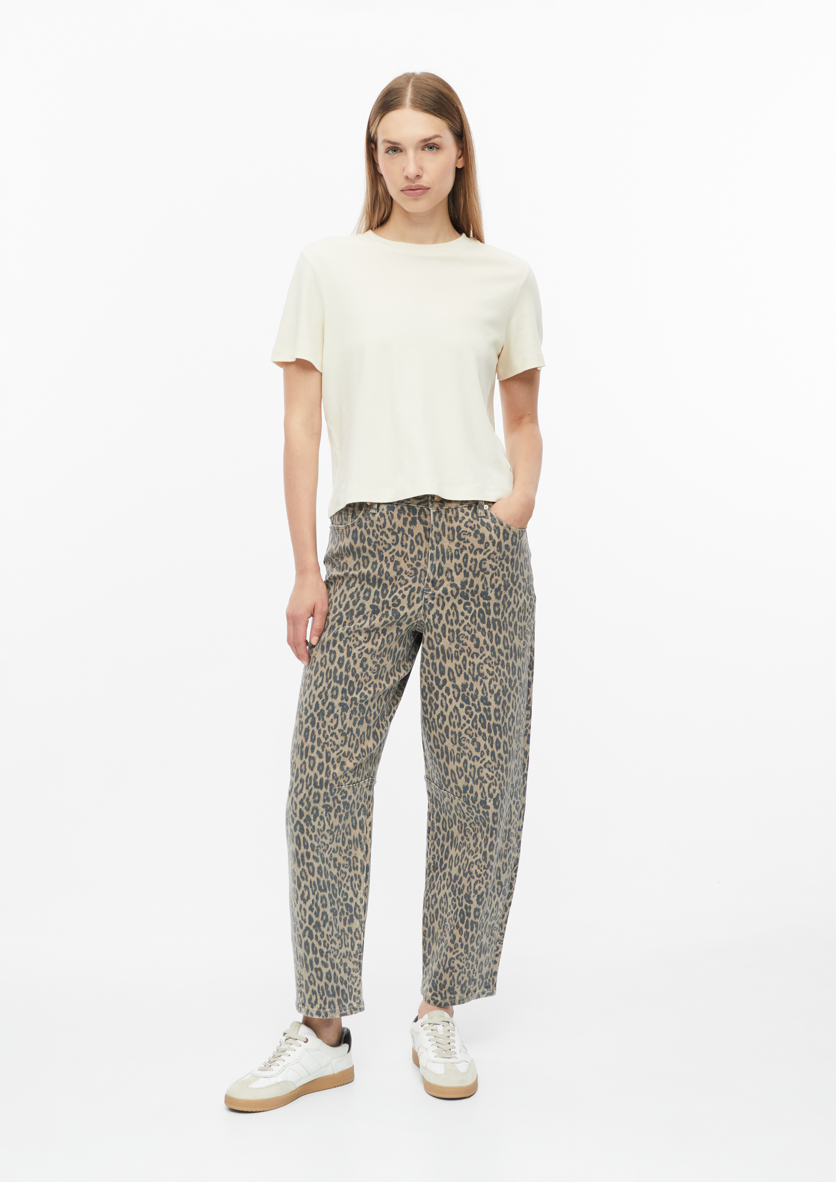 Damen Ankle-Jeans / Barrel Fit / HIgh Rise in sandfarben von s.Oliver