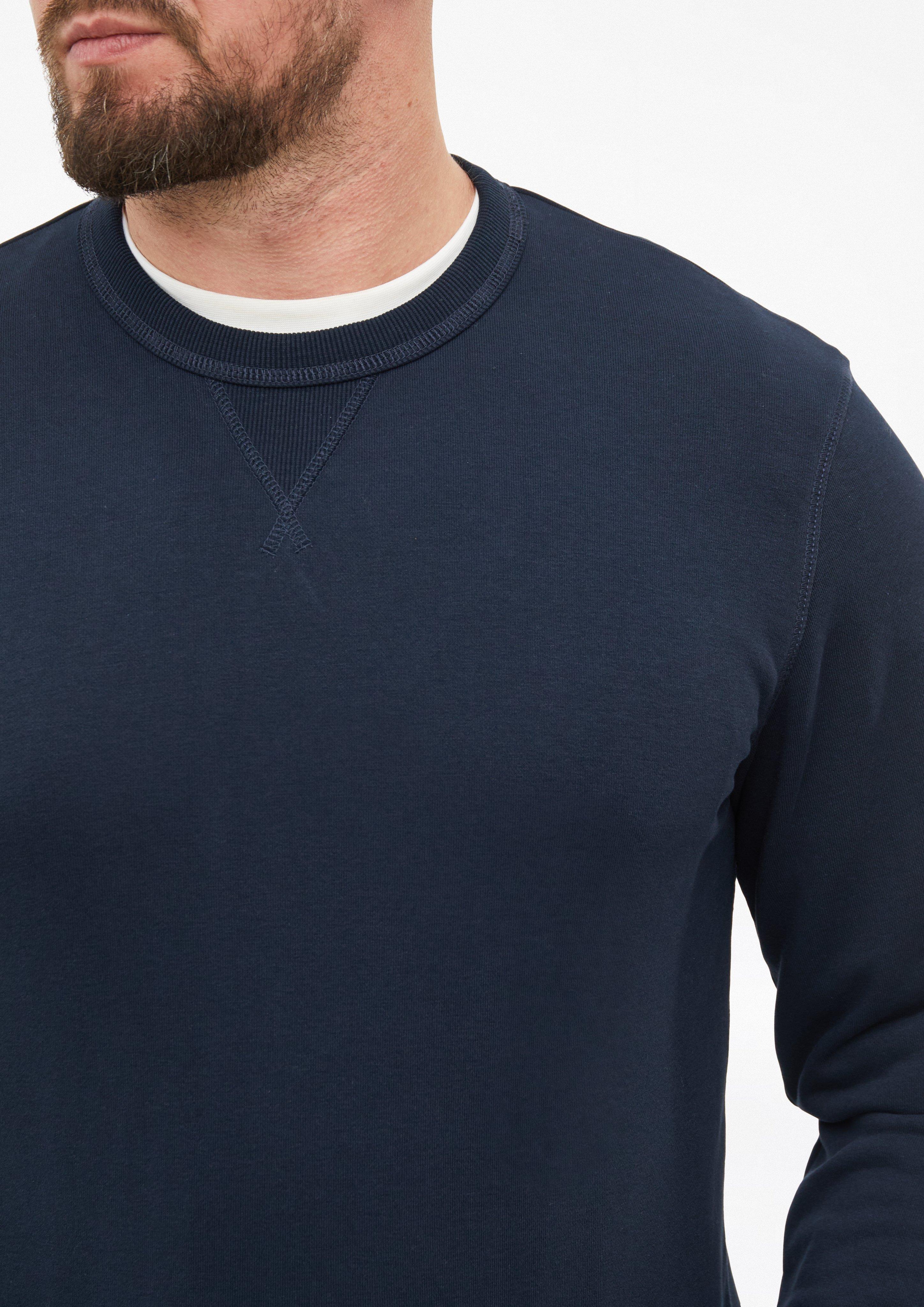 Heren Sweatshirt met driehoekig inzetstuk en geribde boorden in blauw van s.Oliver Men Tall Sizes