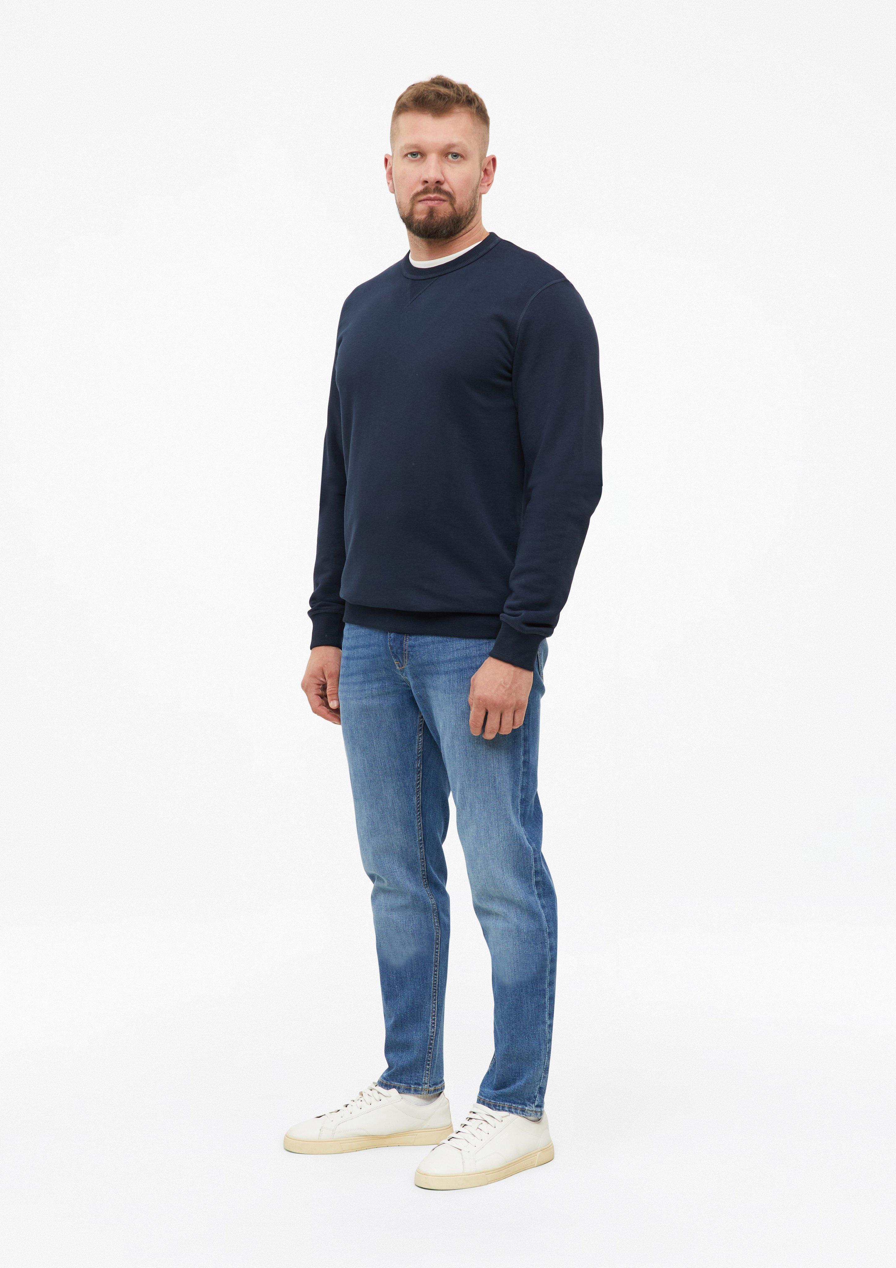 Heren Sweatshirt met driehoekig inzetstuk en geribde boorden in blauw van s.Oliver Men Tall Sizes