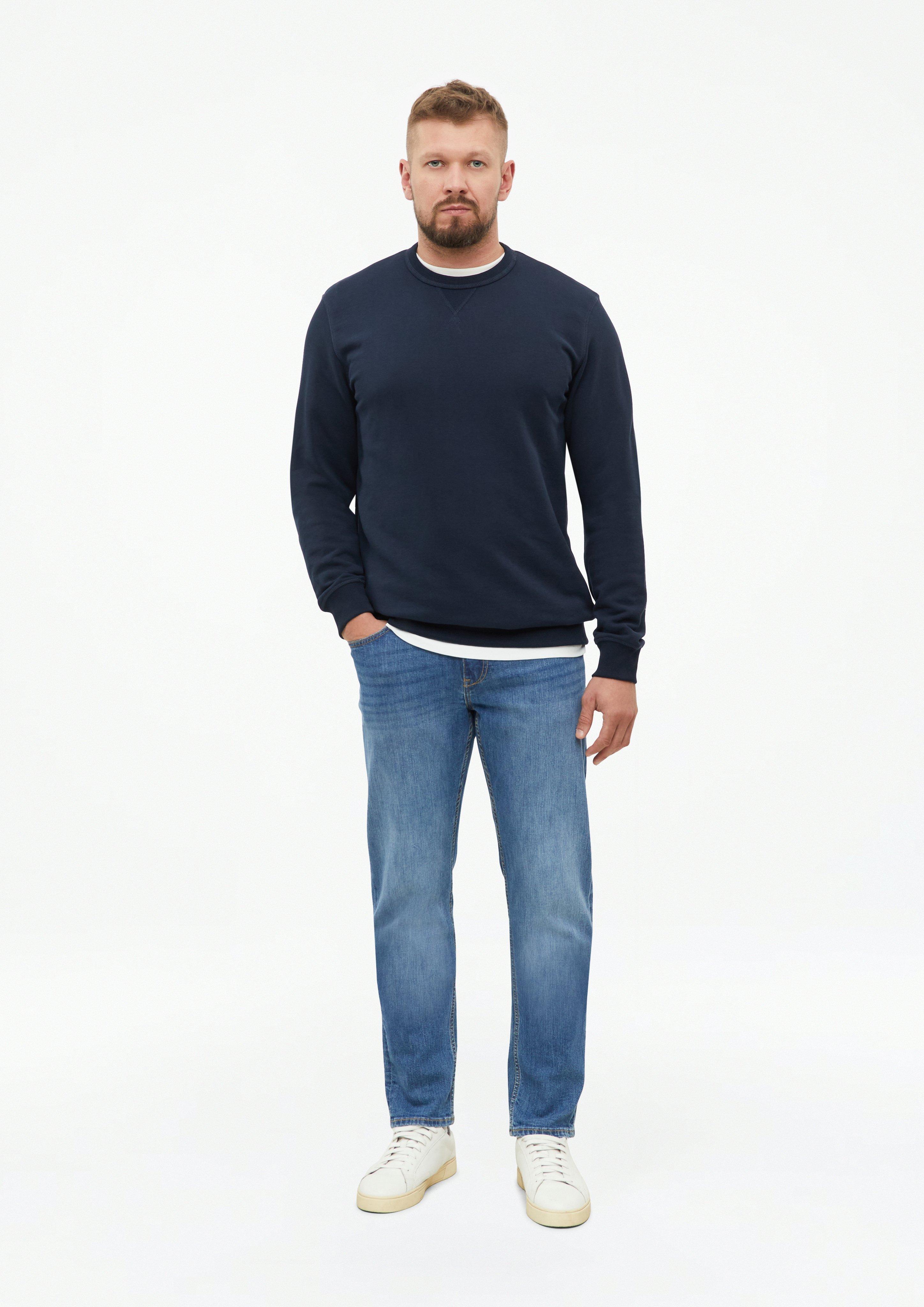 Heren Sweatshirt met driehoekig inzetstuk en geribde boorden in blauw van s.Oliver Men Tall Sizes