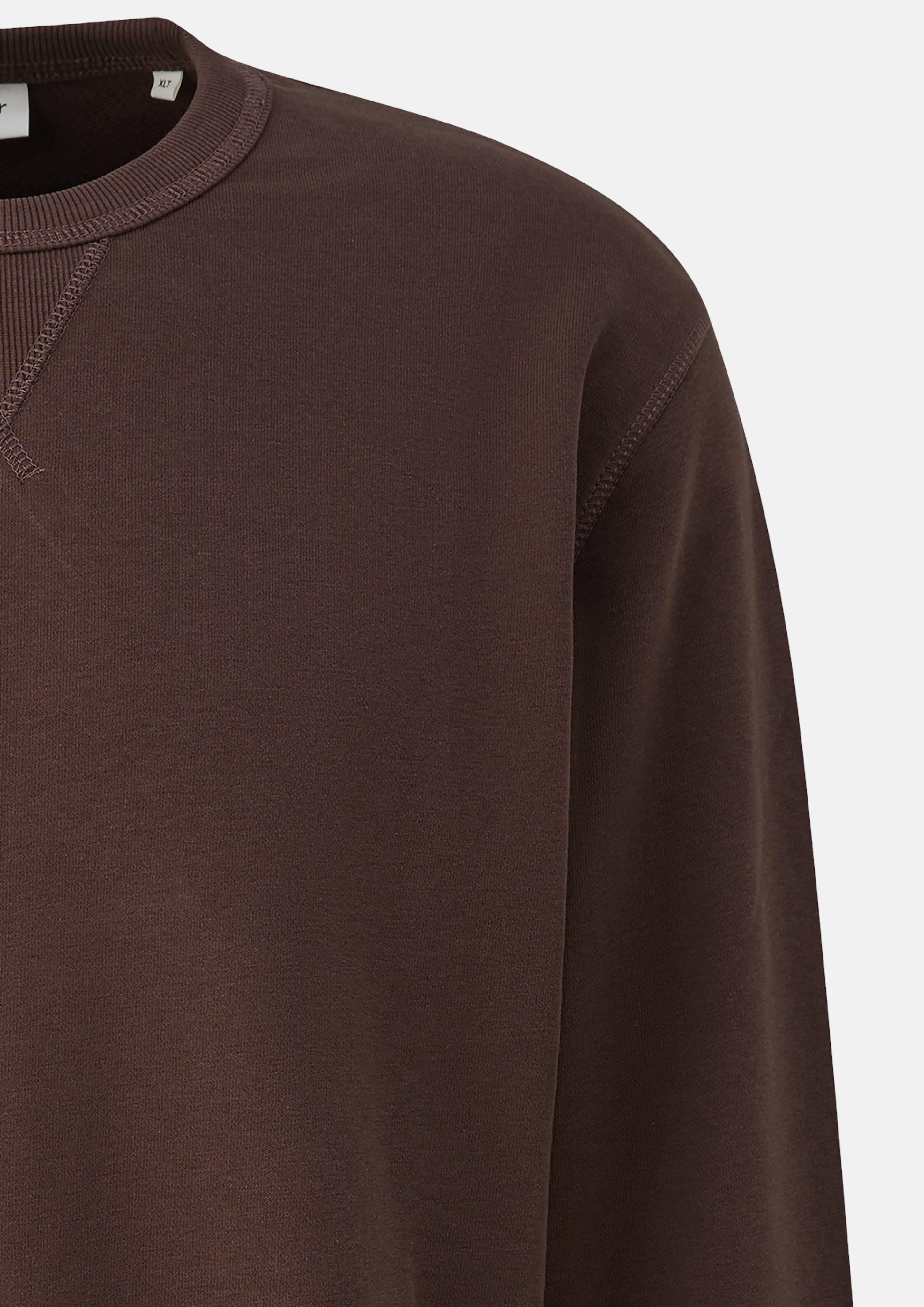 Heren Sweatshirt met driehoekig inzetstuk en geribde boorden in bruin van s.Oliver Men Tall Sizes
