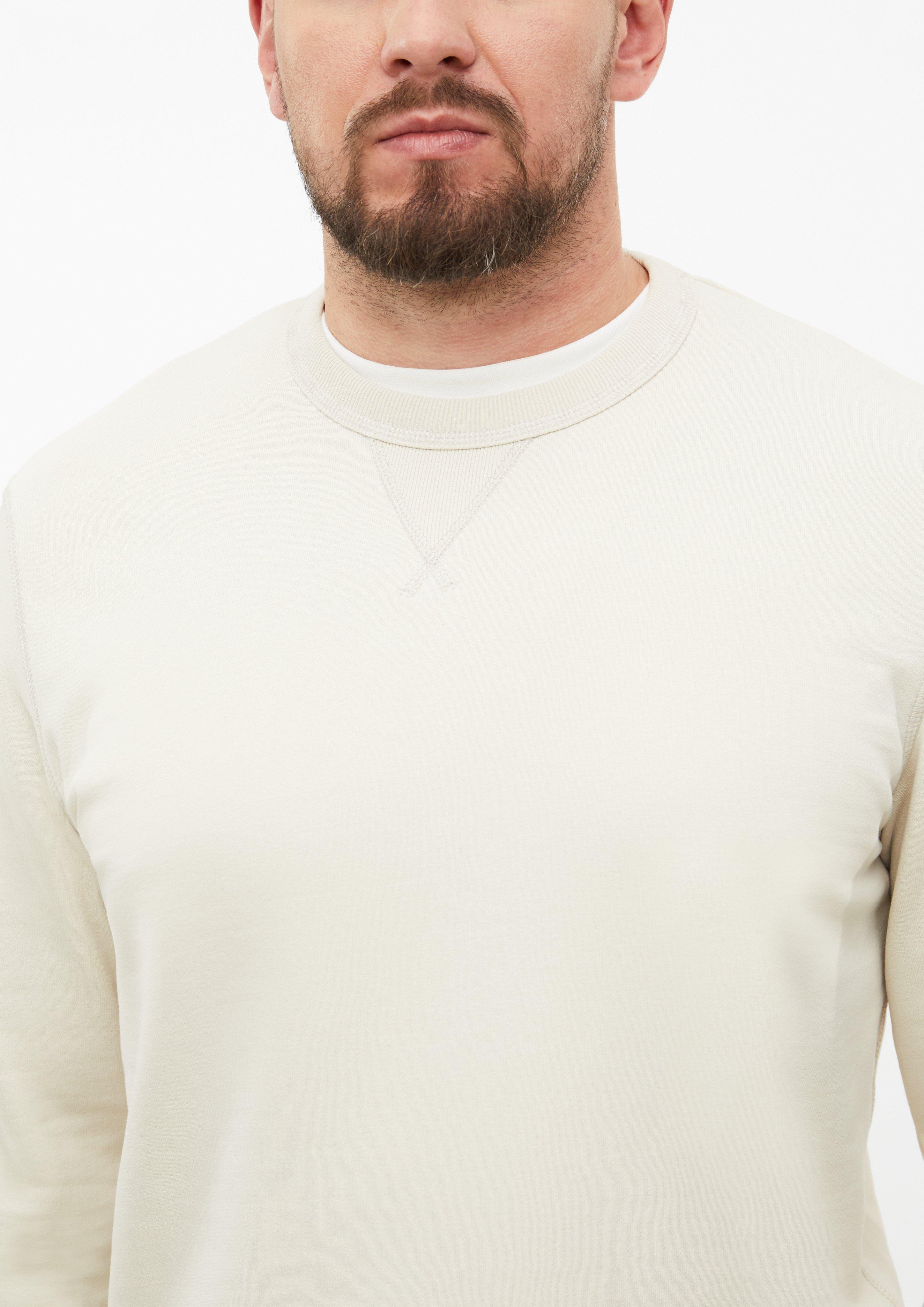 Heren Sweatshirt met driehoekig inzetstuk en geribde boorden in beige van s.Oliver Men Tall Sizes