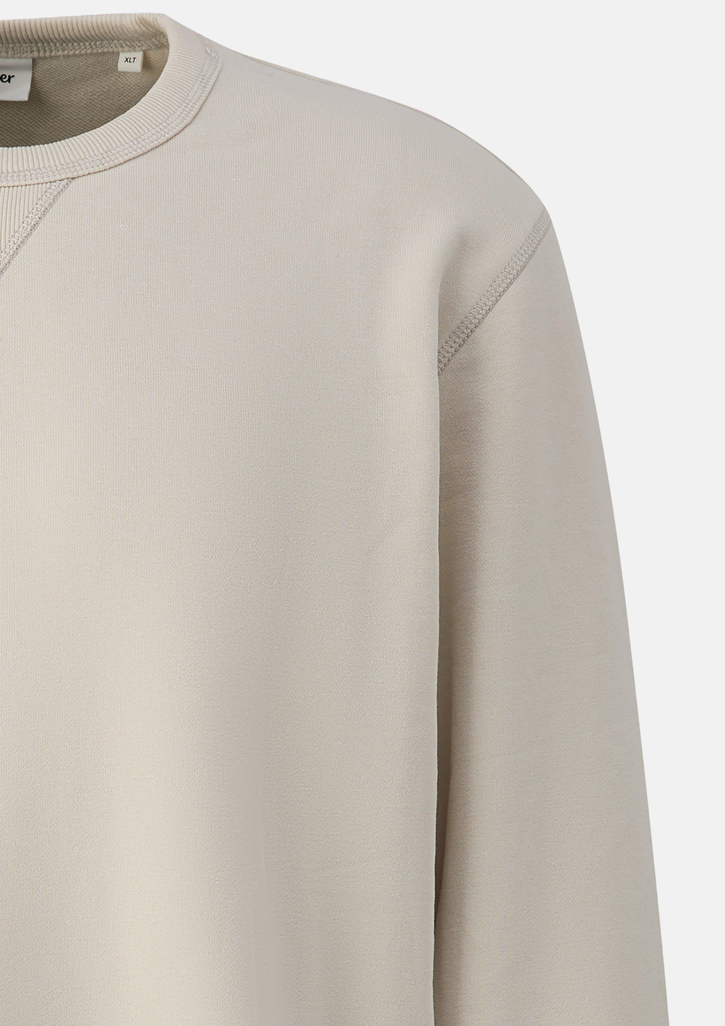 Heren Sweatshirt met driehoekig inzetstuk en geribde boorden in beige van s.Oliver Men Tall Sizes