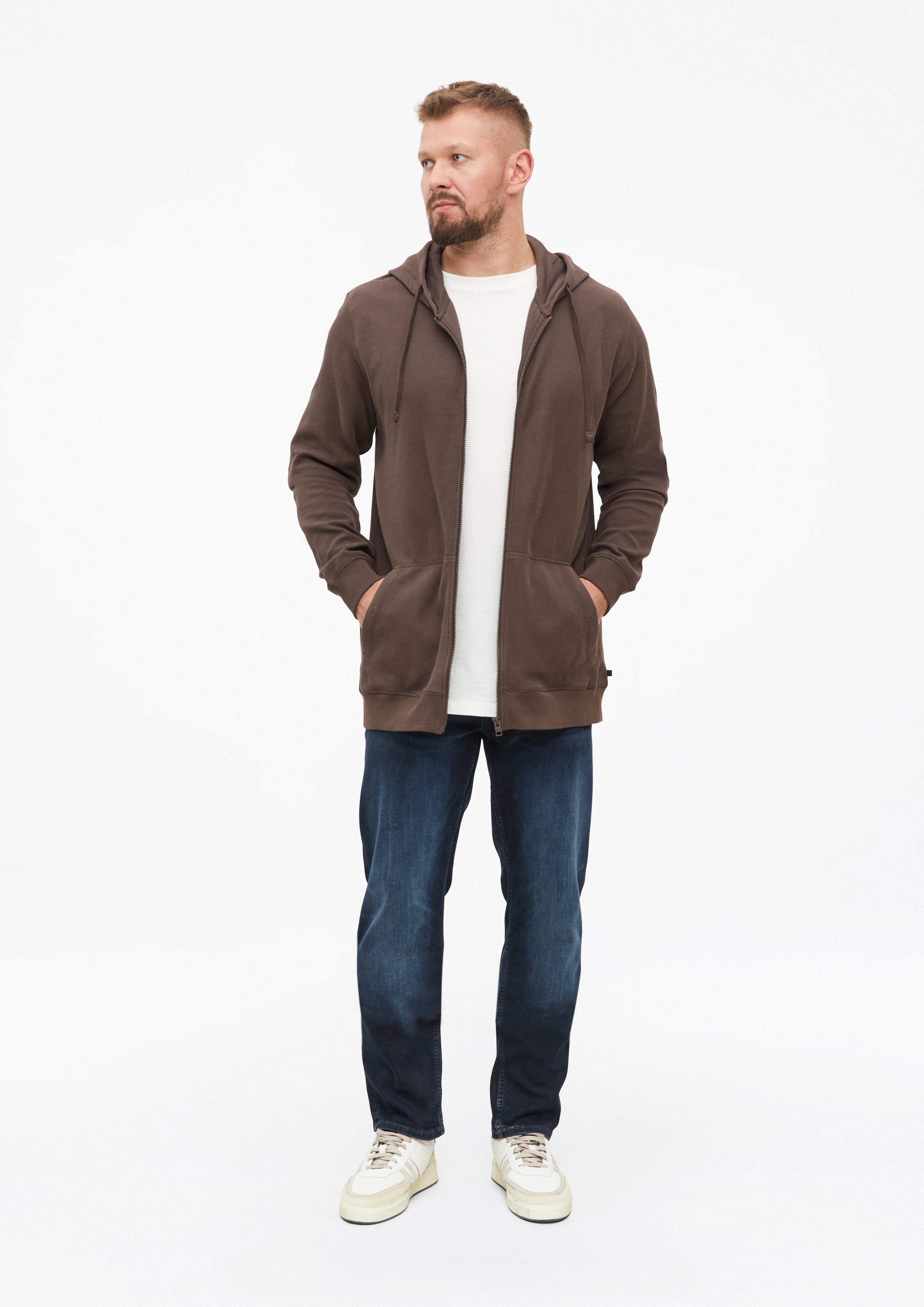 Heren Sweatjack met capuchon van wafelpiqué in bruin van s.Oliver Men Tall Sizes