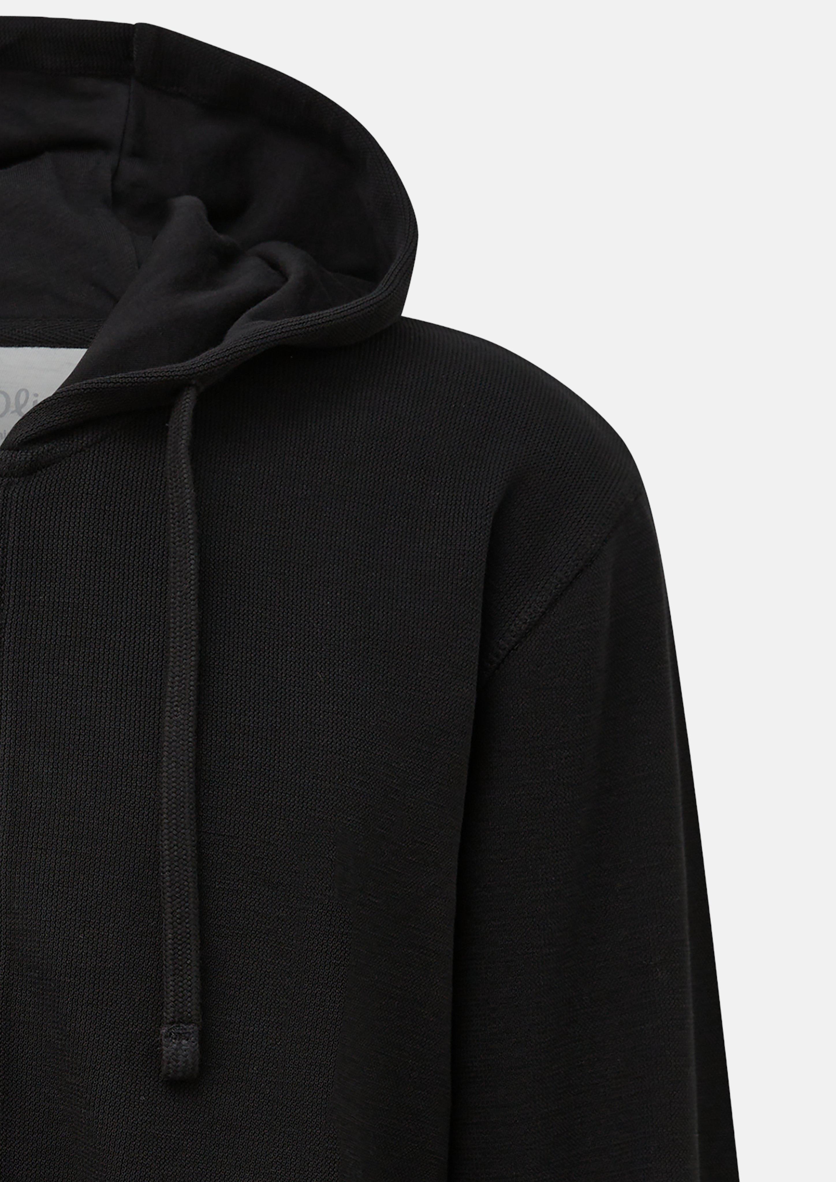 Herren Kapuzensweatjacke in Waffelpiqué in schwarz von s.Oliver Men Tall Sizes