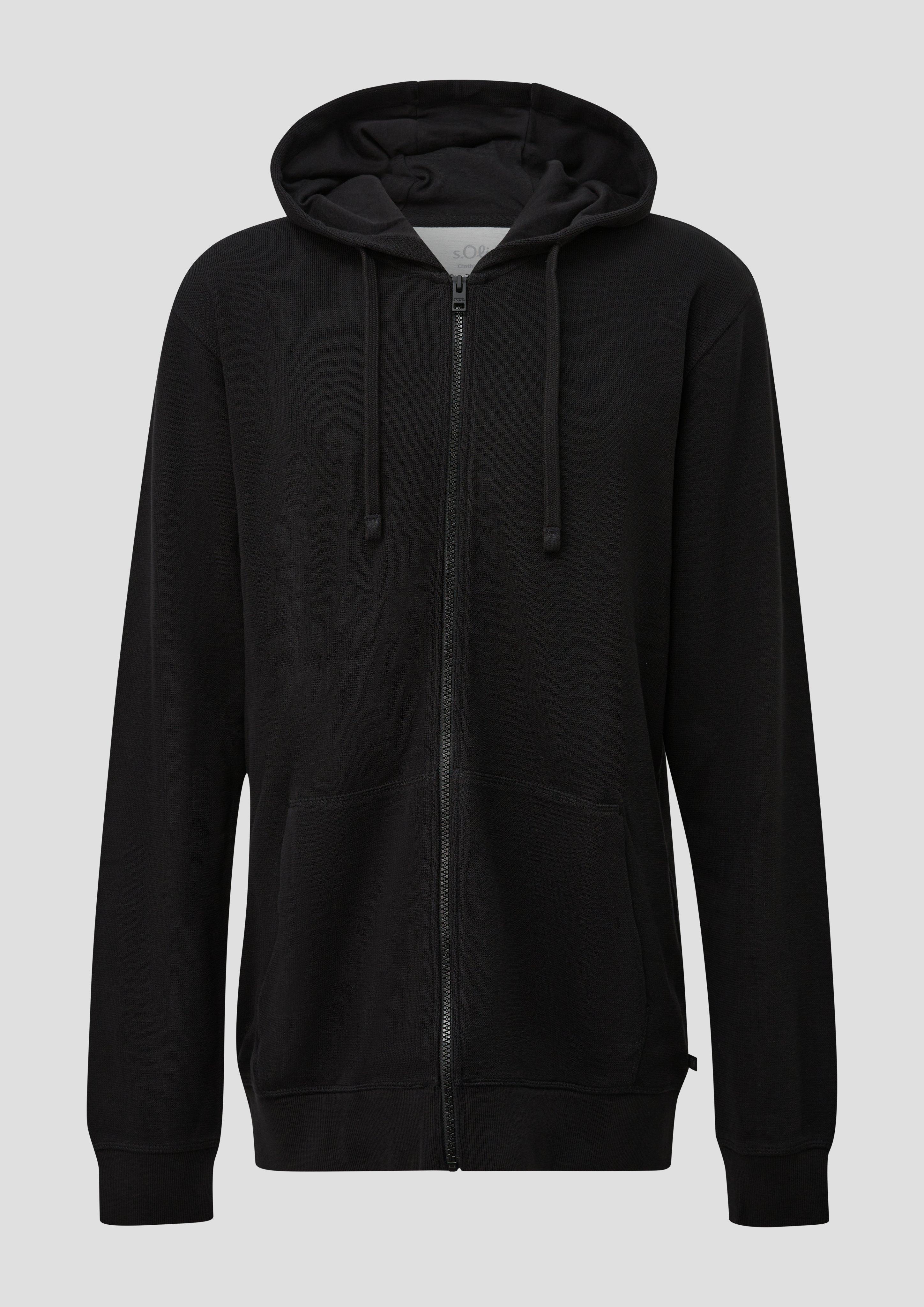 Kapuzensweatjacke in Waffelpiqué in Farbe schwarz von s.Oliver Men Tall Sizes