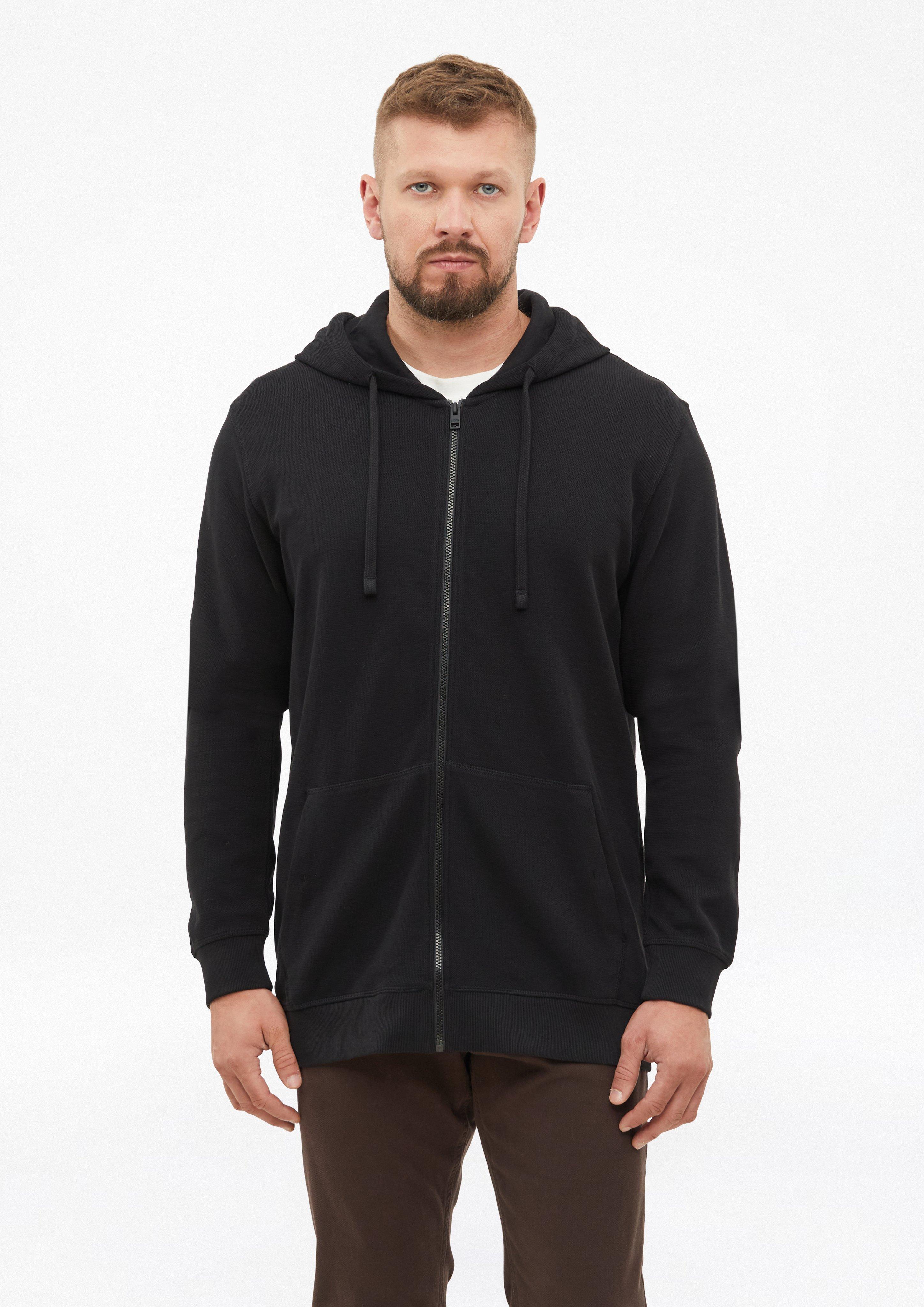 Sweatjack met capuchon van wafelpiqué in zwart van s.Oliver Men Tall Sizes
