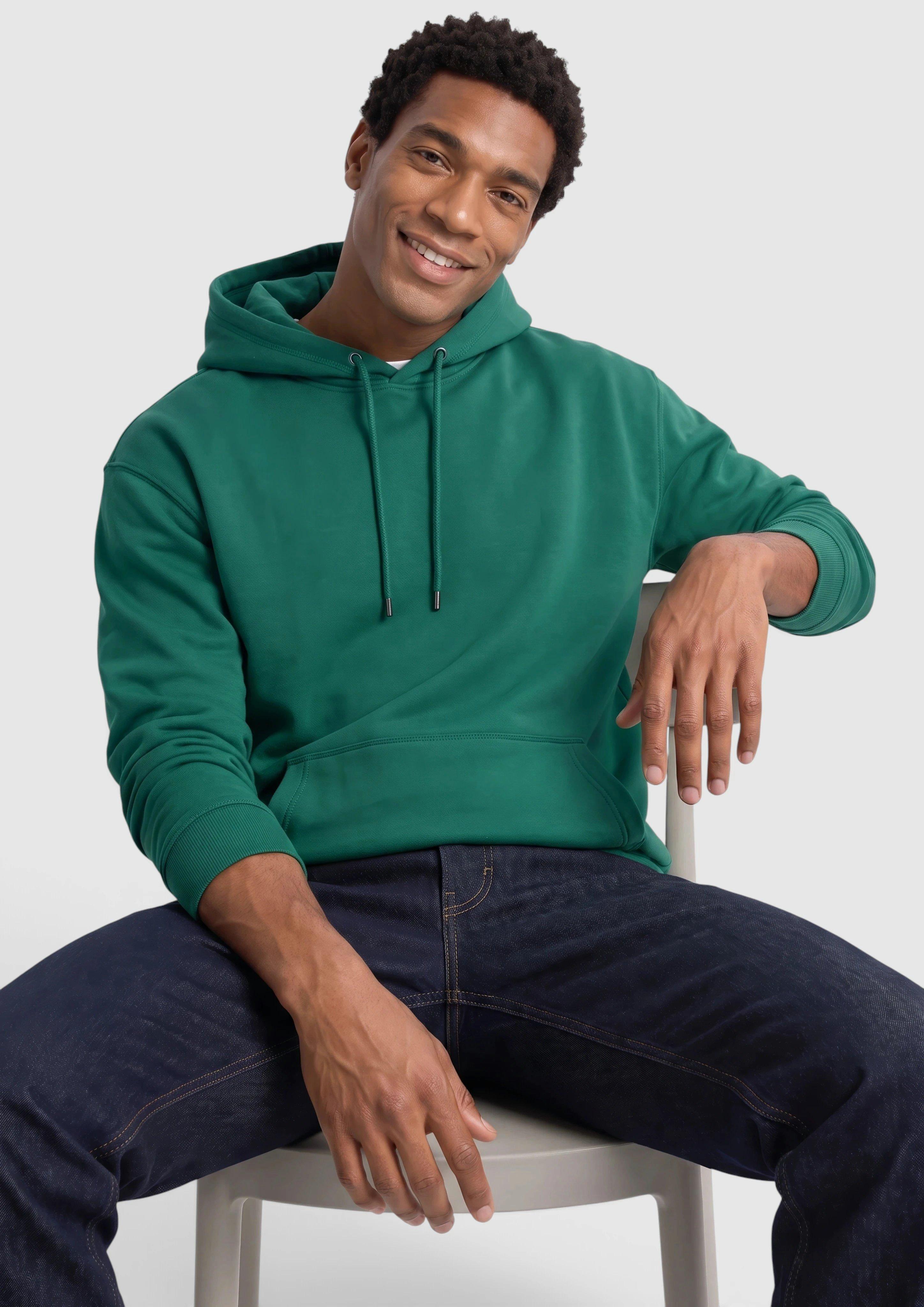 Doubleface-Hoodie im Modern Fit mit softem Futter in Farbe tannengrün von s.Oliver Men Tall Sizes