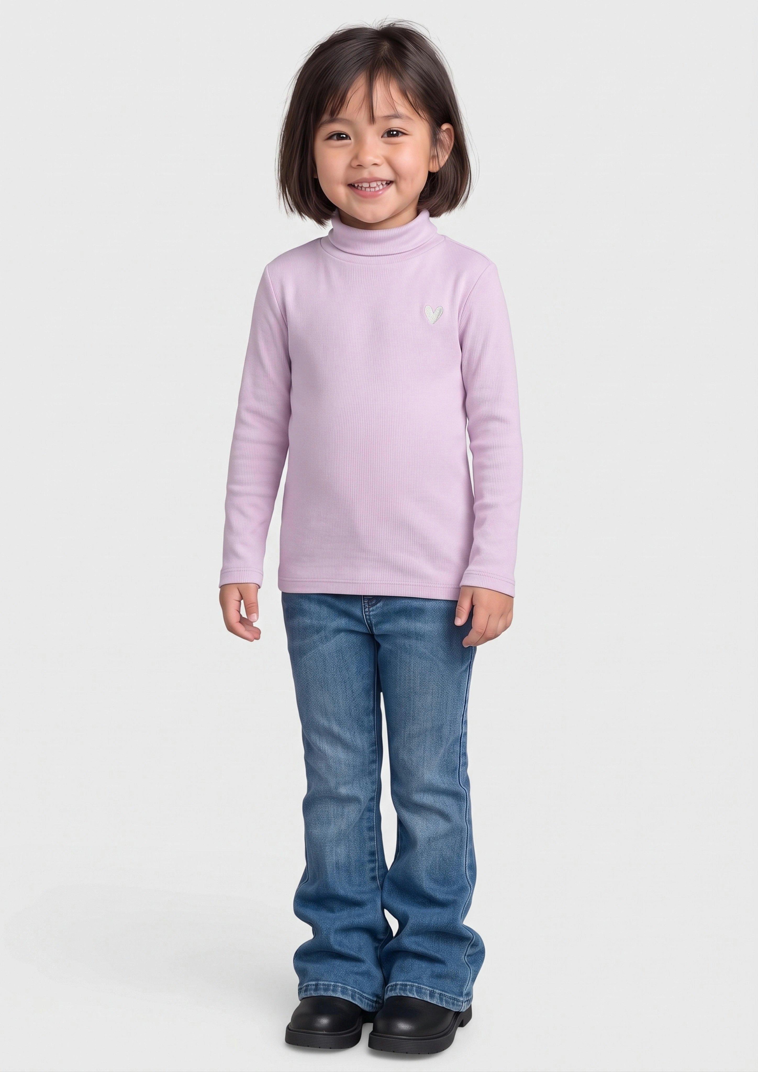 Kinder Rippshirt im Slim Fit mit Glitzerstickerei in lila von s.Oliver