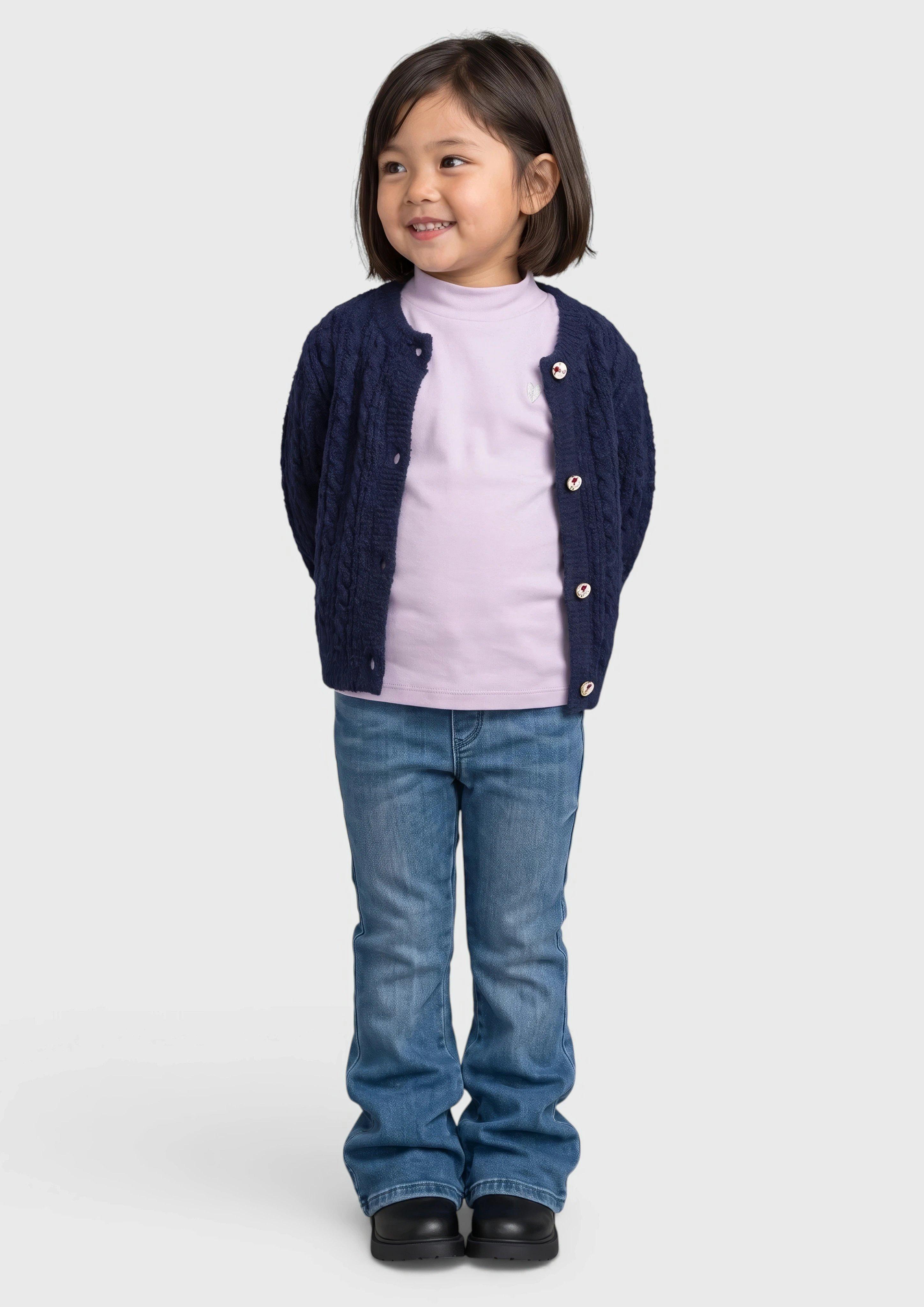Kinder Rippshirt im Slim Fit mit Glitzerstickerei in lila von s.Oliver