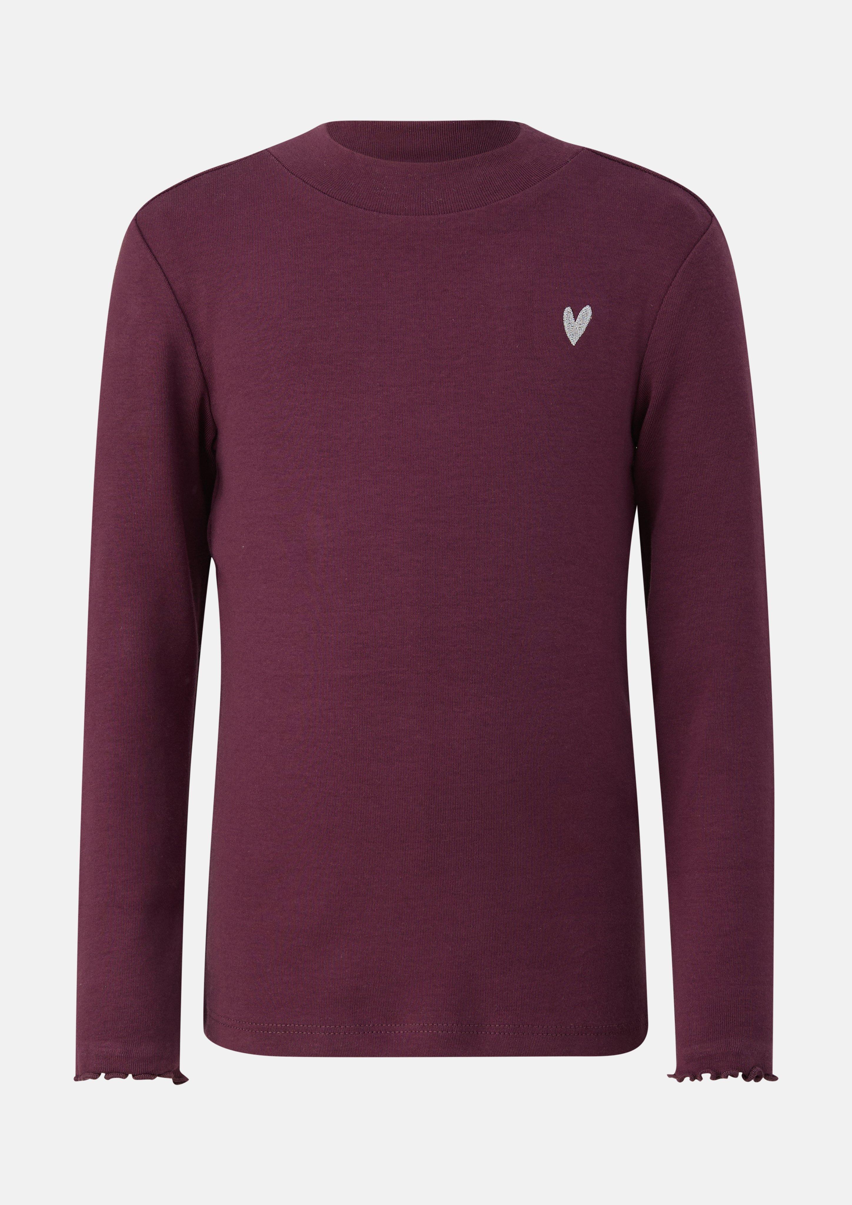 Kinder Rippshirt im Slim Fit mit Glitzerstickerei in rot von s.Oliver