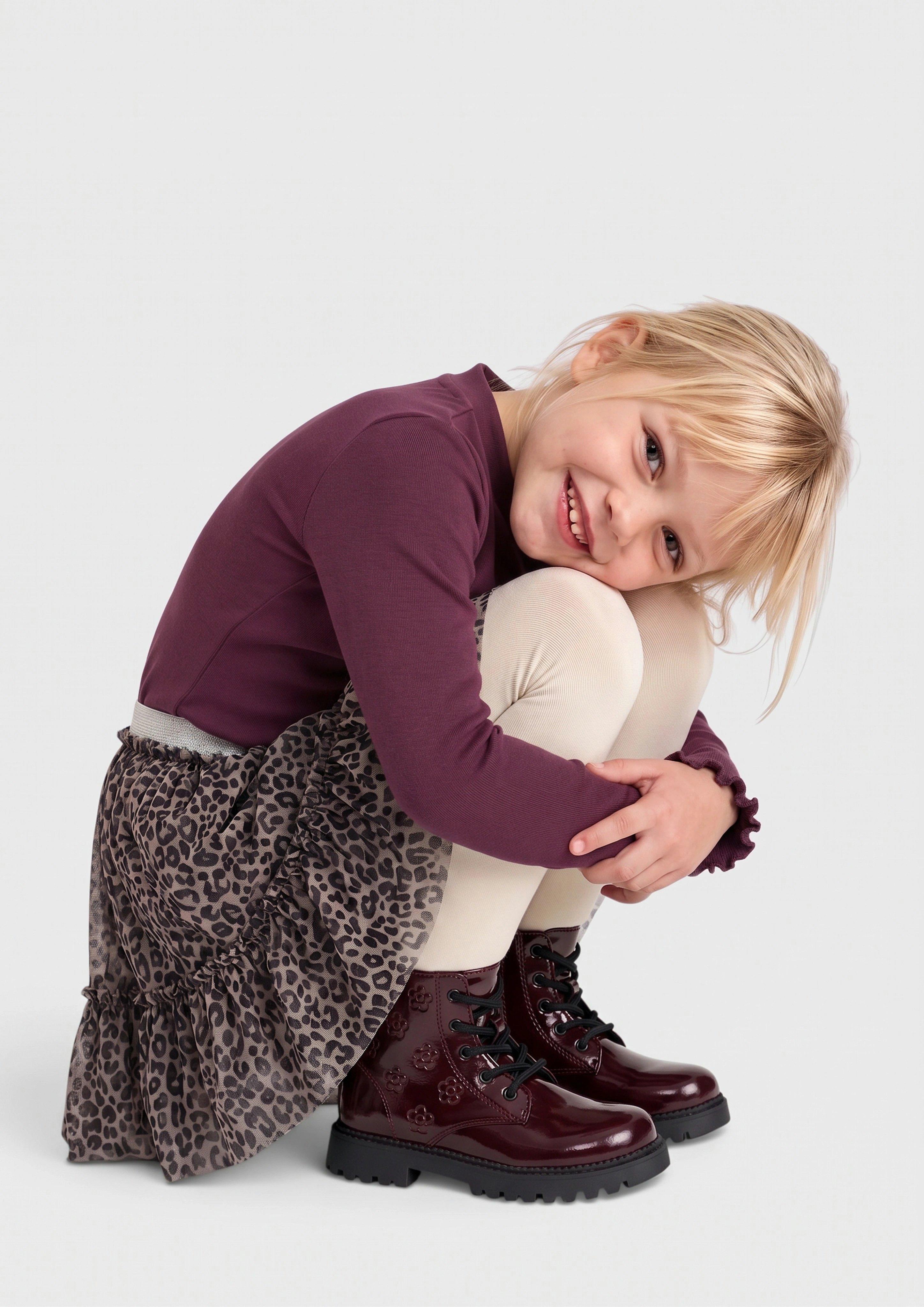 Kinder Rippshirt im Slim Fit mit Glitzerstickerei in rot von s.Oliver