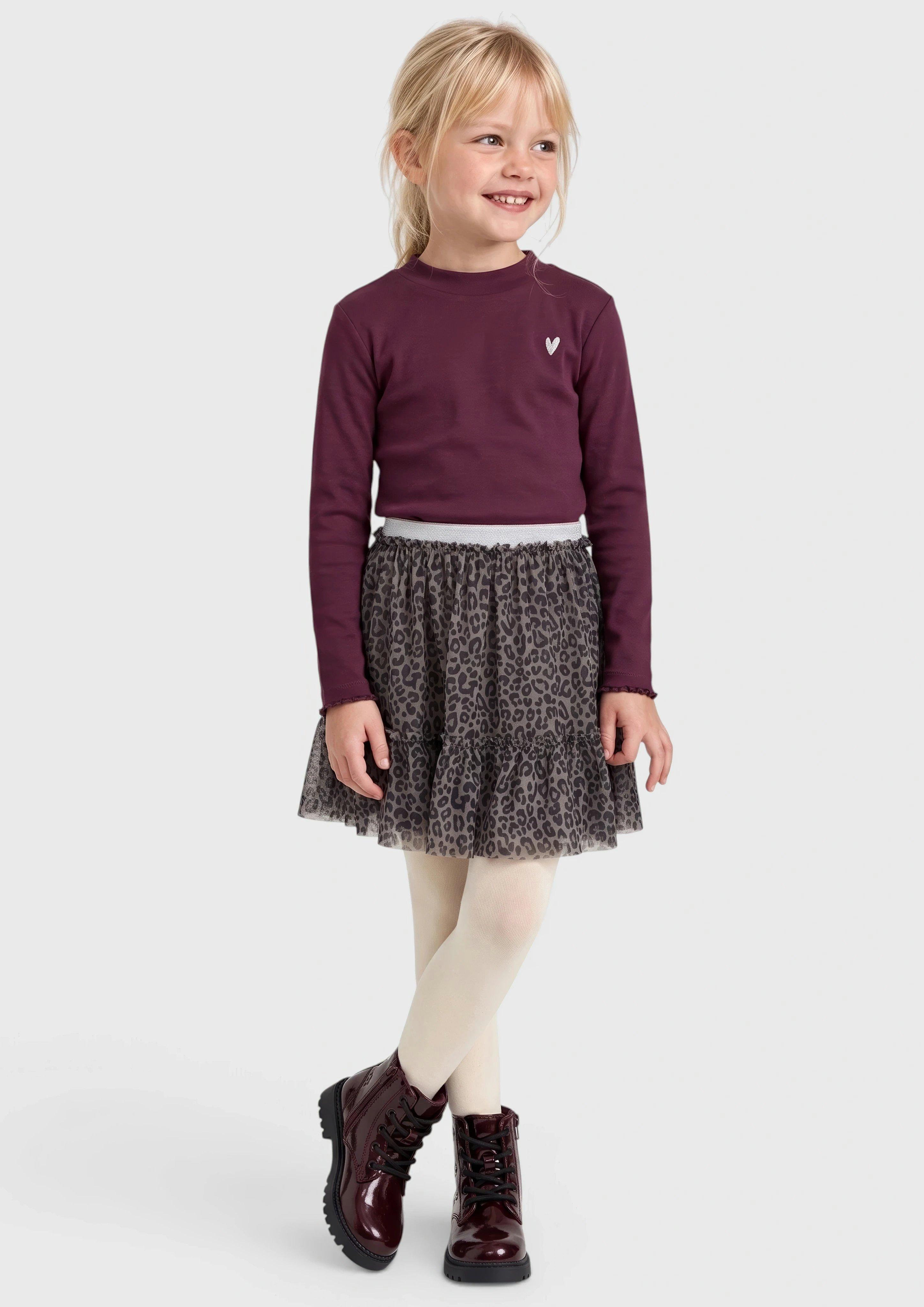 Kinder Rippshirt im Slim Fit mit Glitzerstickerei in rot von s.Oliver