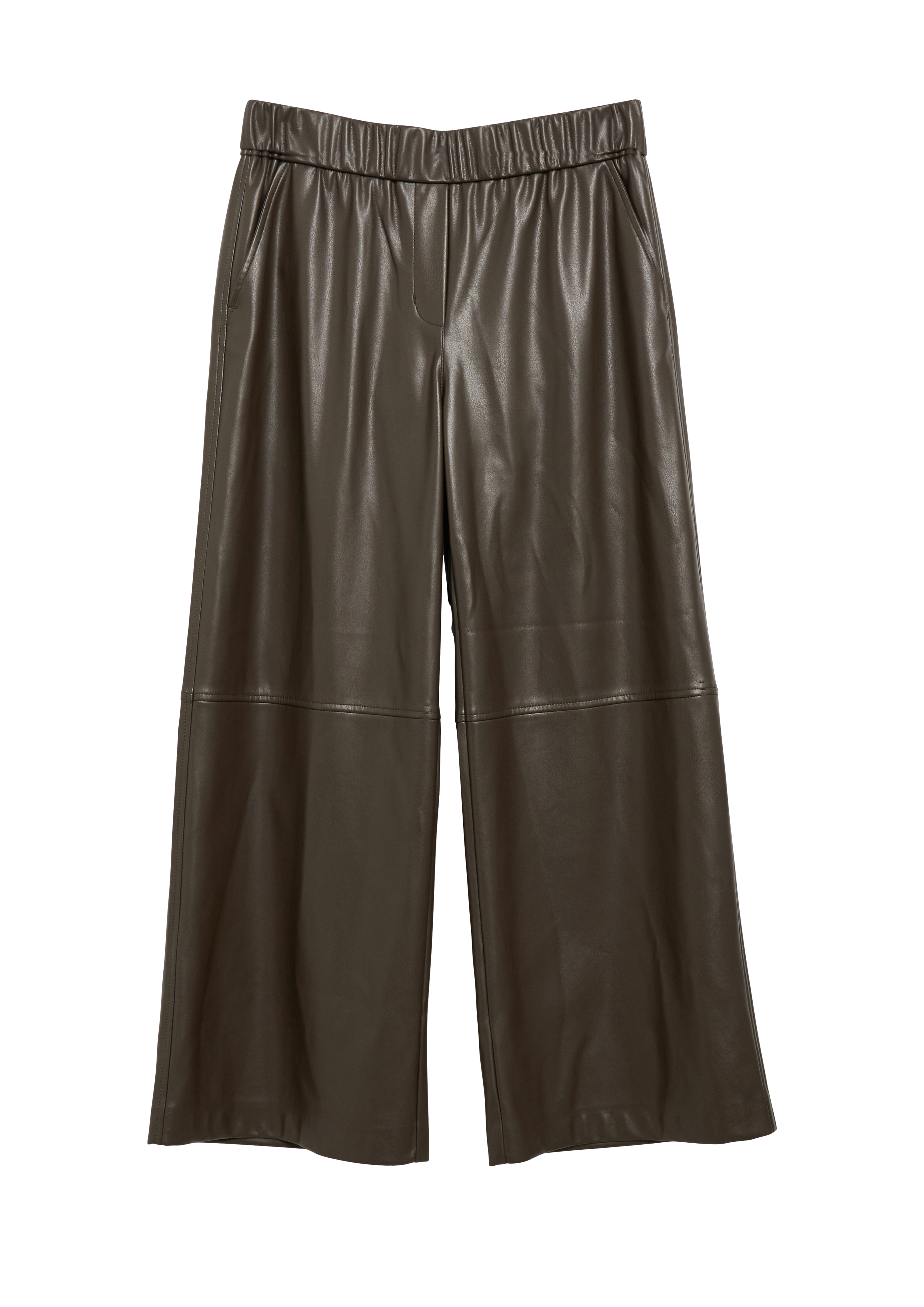 Broek met wijde pijpen in leerlook