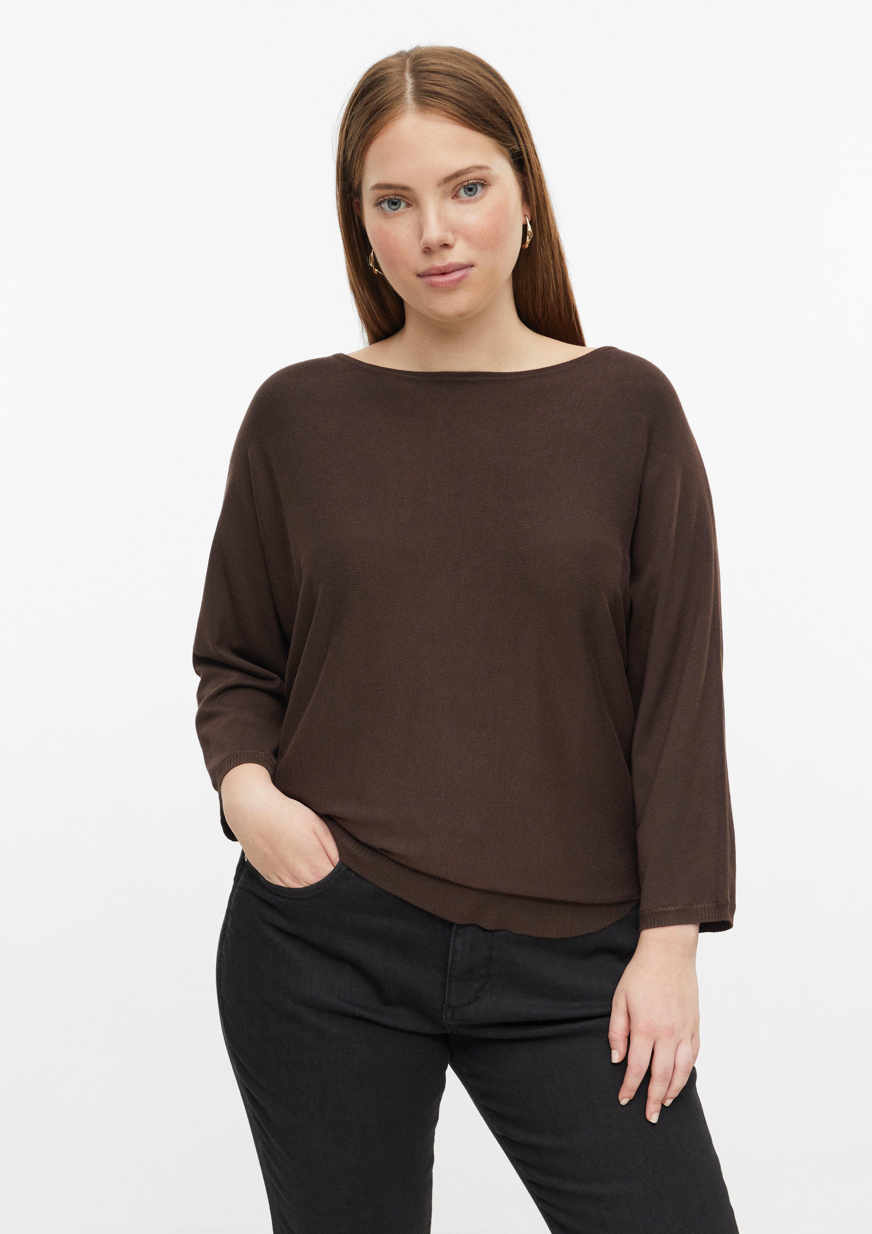 Viskosemix Pullover mit Fledermausärmeln in Farbe dunkelbraun von QS CURVE