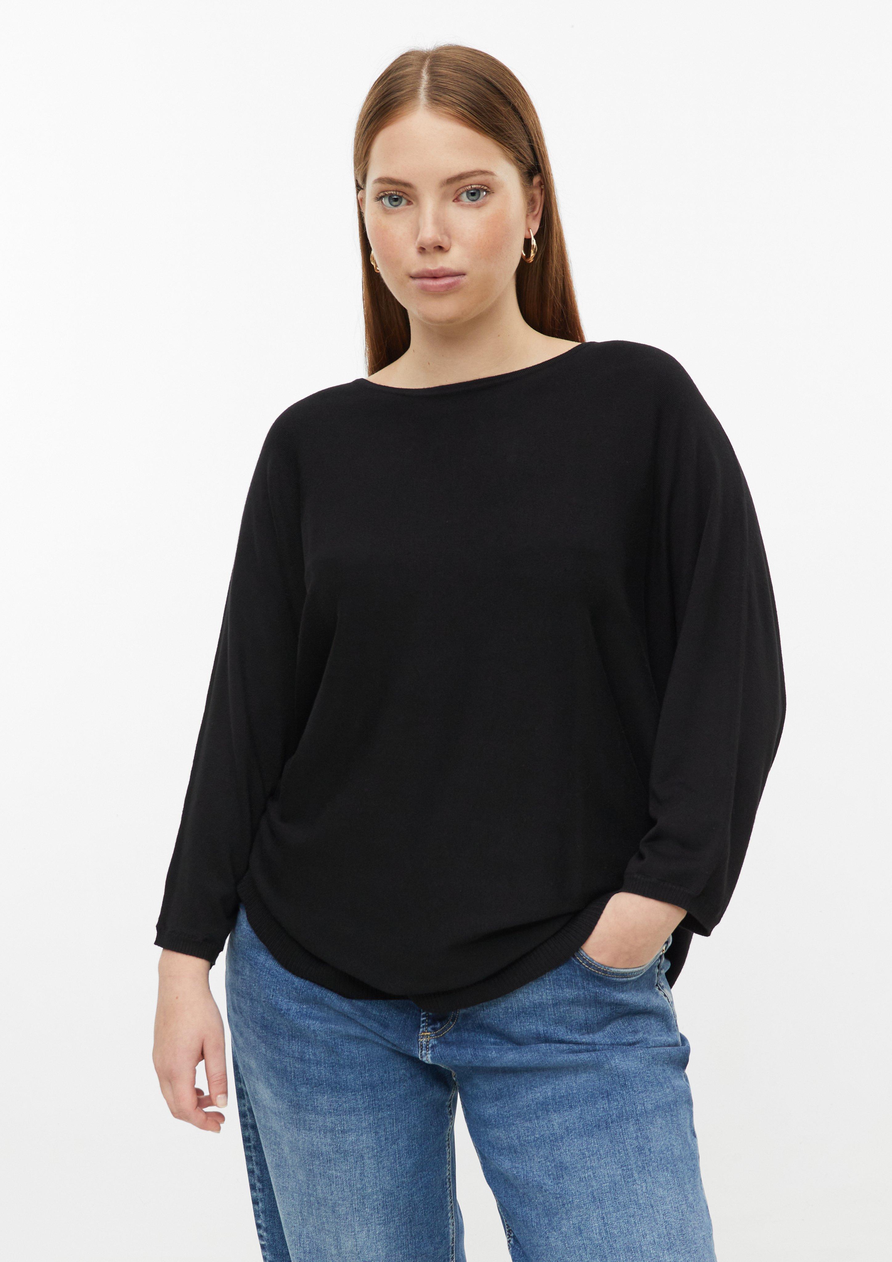 Pull en mélange de viscose à manches chauve-souris en noir de QS CURVE