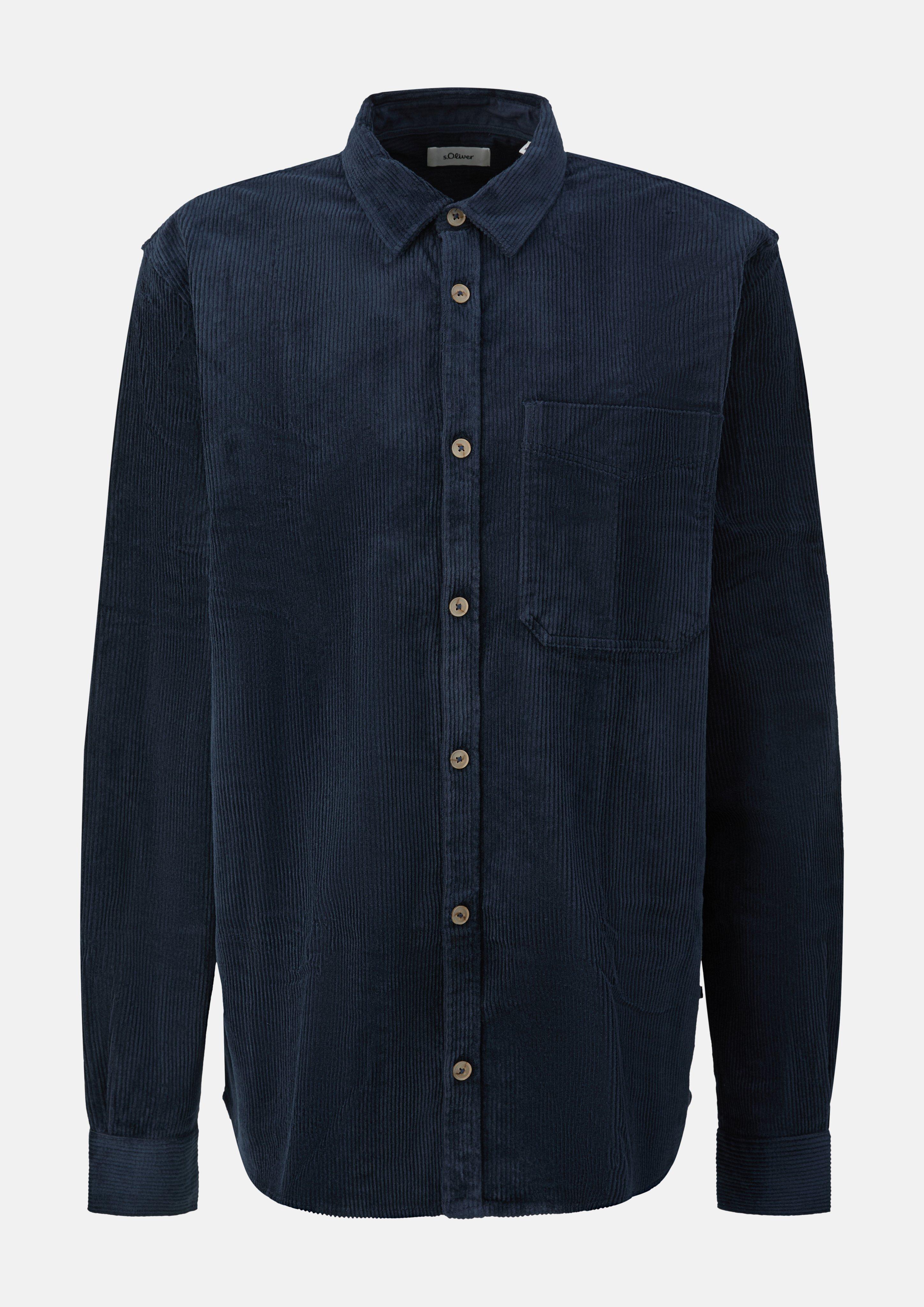 Surchemise décontractée en velours côtelé et coton stretch en bleu marine de s.Oliver Men Tall Sizes