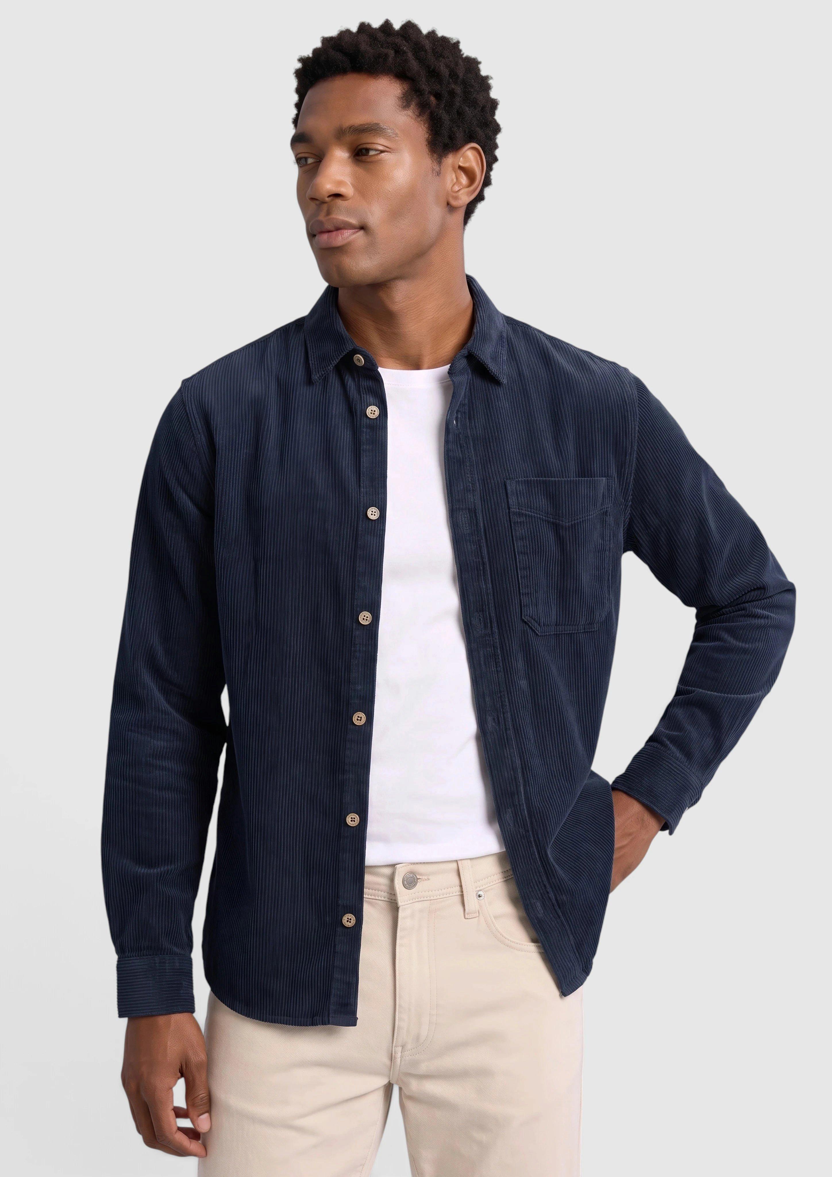 Lässiges Cord-Overshirt aus Baumwollstretch in Farbe navy von s.Oliver Men Tall Sizes