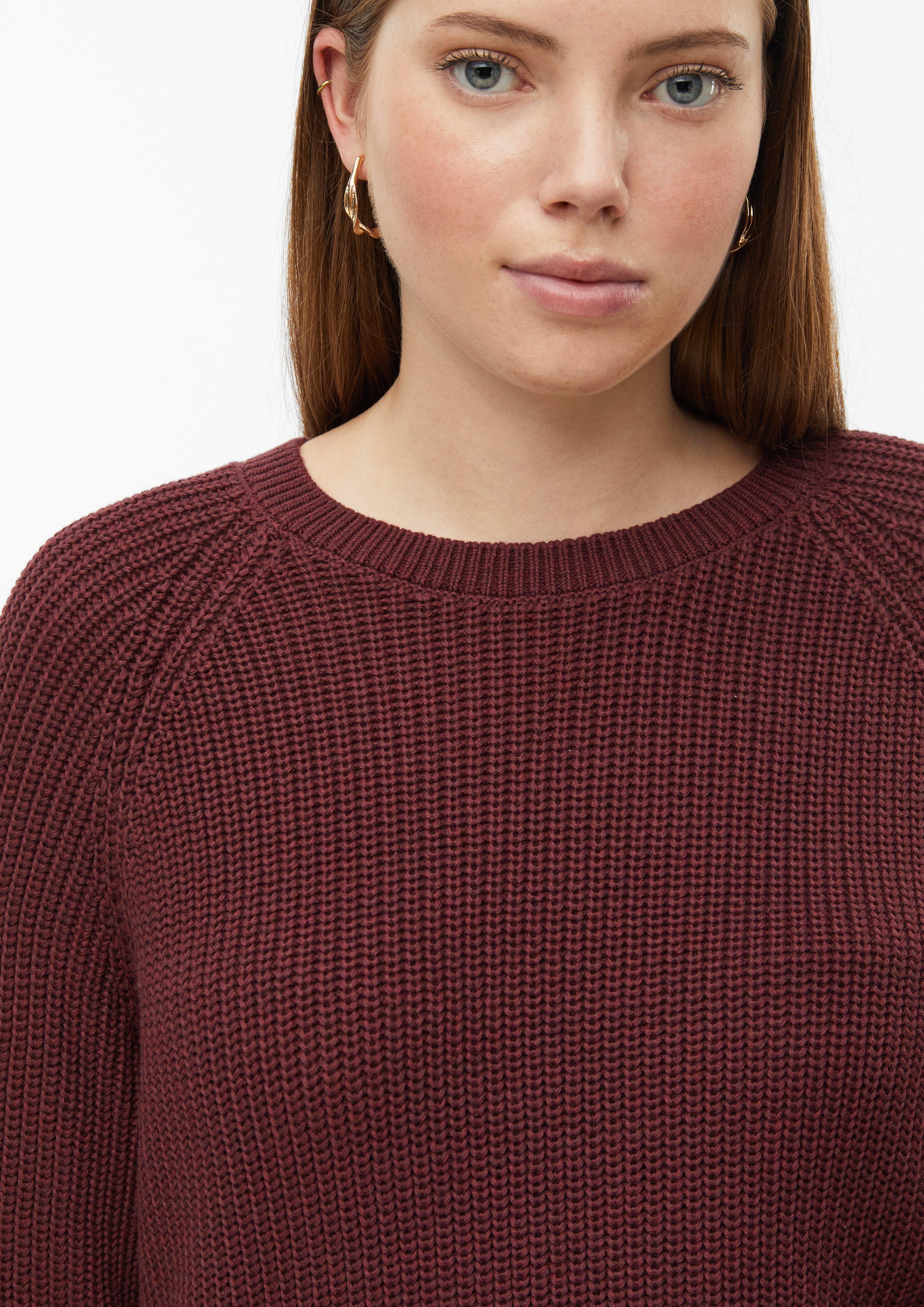 Women Sweater with a ribbed texture and rolled hems in red by QS CURVE