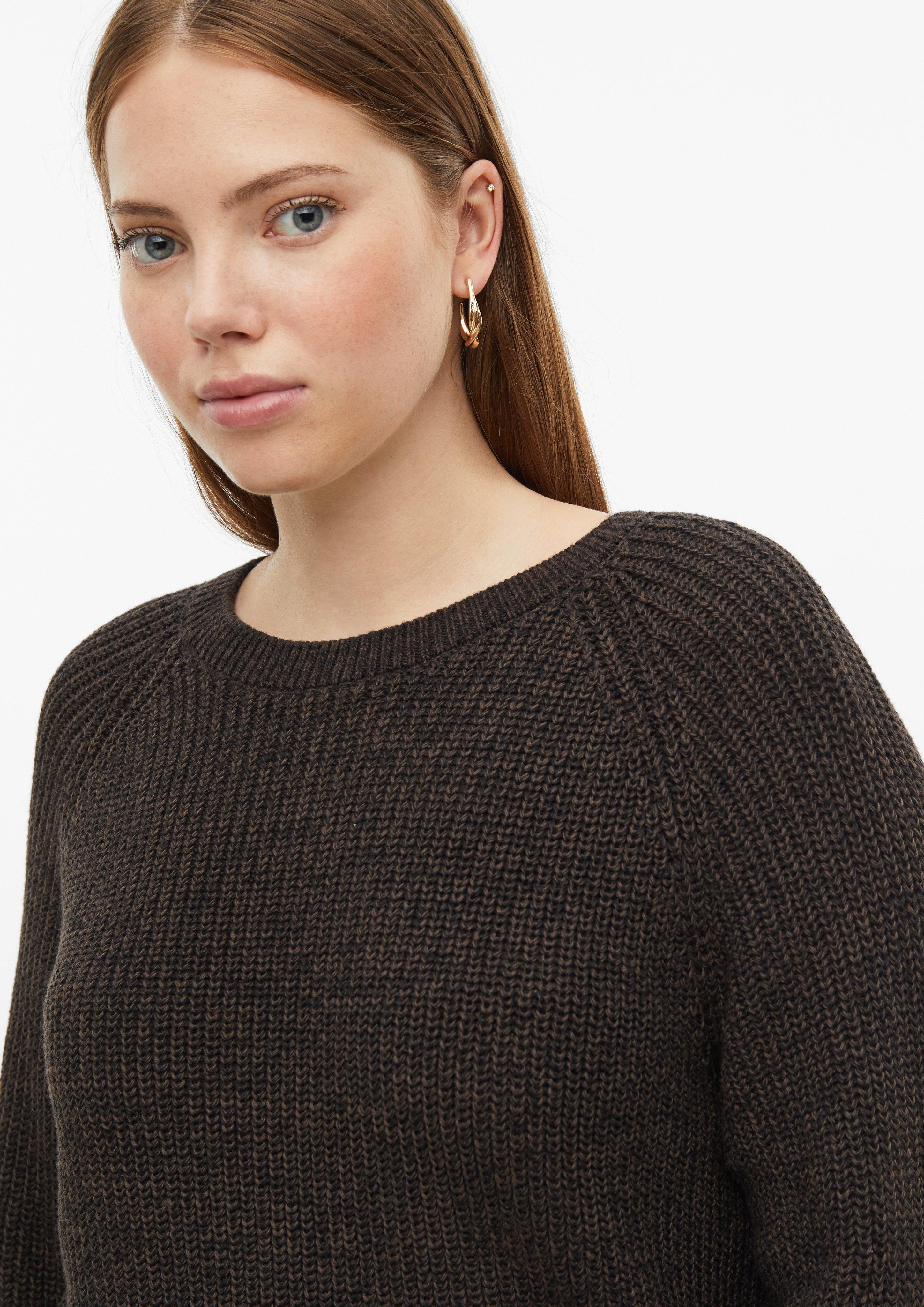 Women Sweater with a ribbed texture and rolled hems in brown by QS CURVE
