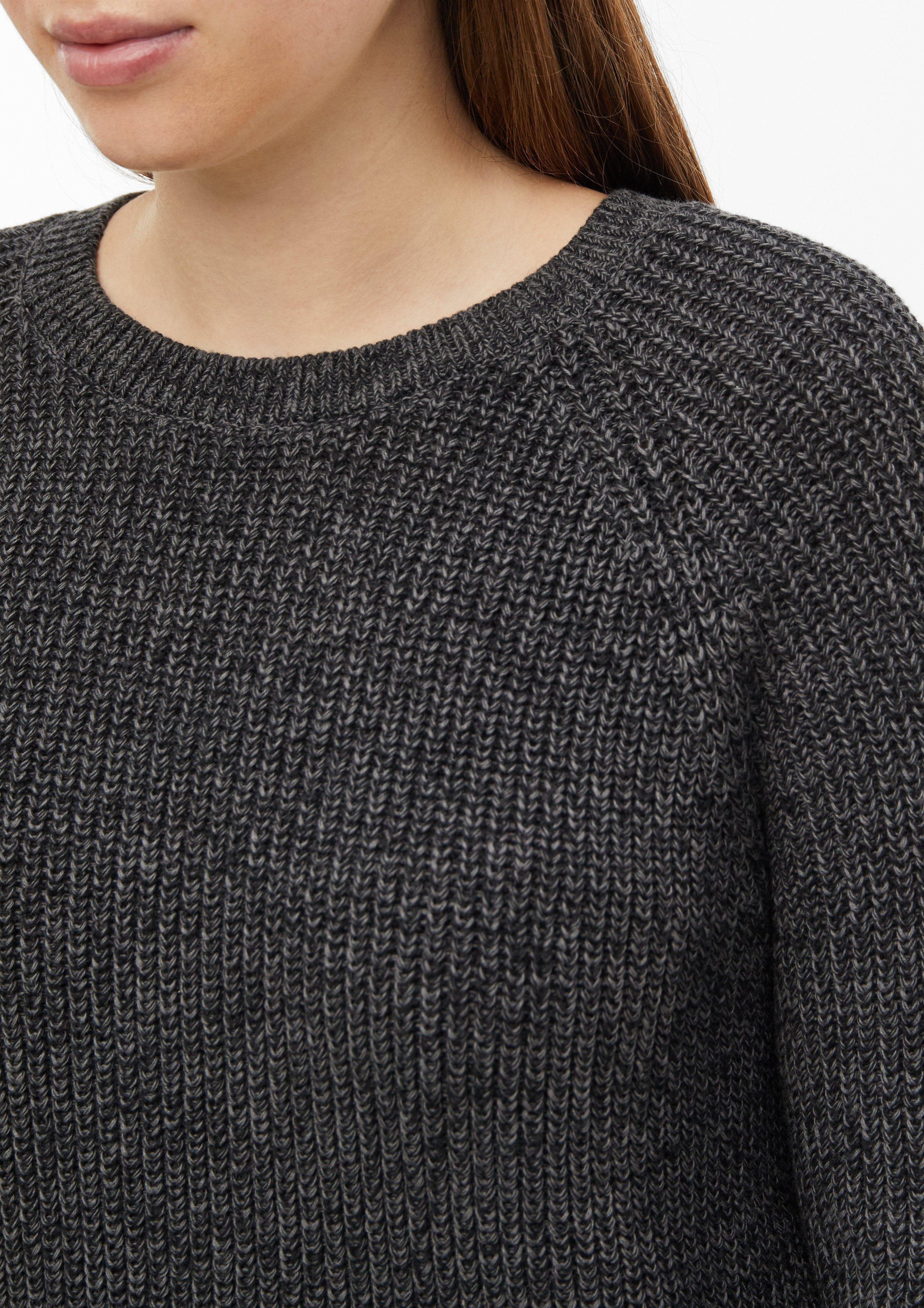 Women Sweater with a ribbed texture and rolled hems in grey by QS CURVE